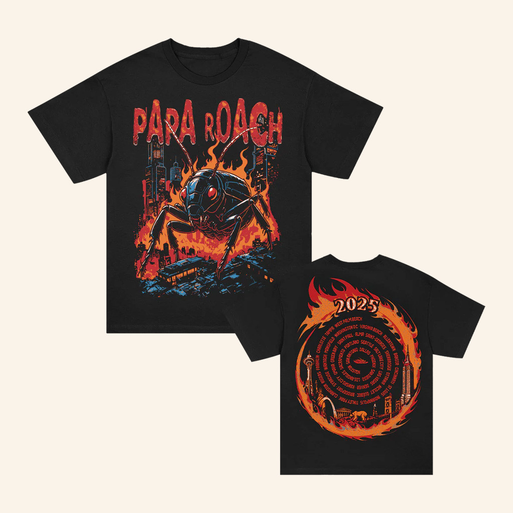 Papa Roach Merch Roachzilla 2025 North American Tour Shirt Gift Ideas For Music Lovers