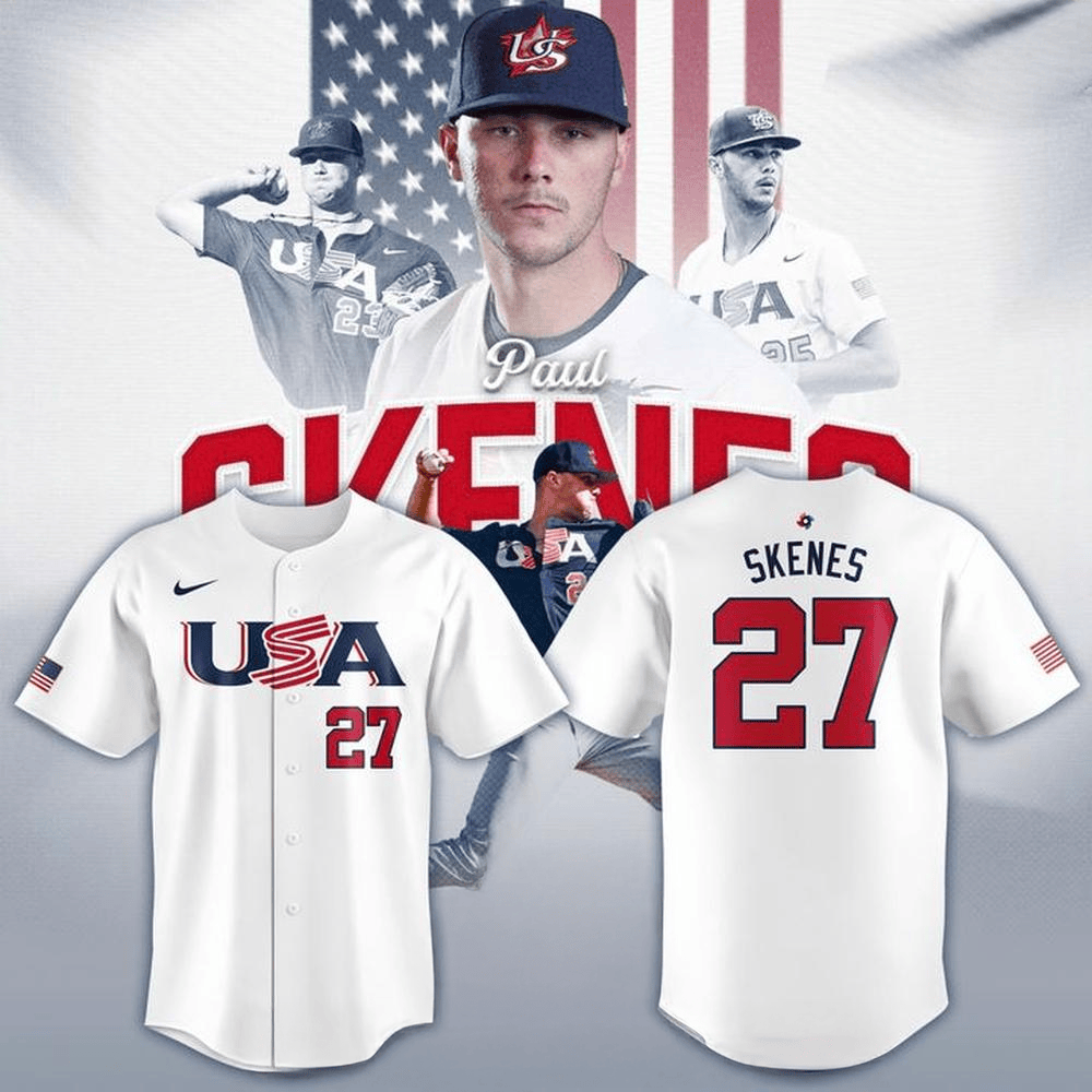 Paul Skenes USA Team World Baseball Classic 2026 White Jersey Paul Skenes Merch Gifts For Dad