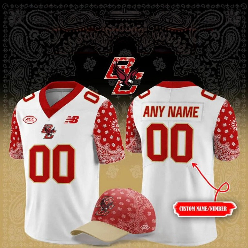 Personalized 2025 Boston College Eagles Red Bandana Football Jersey Gifts For Dad