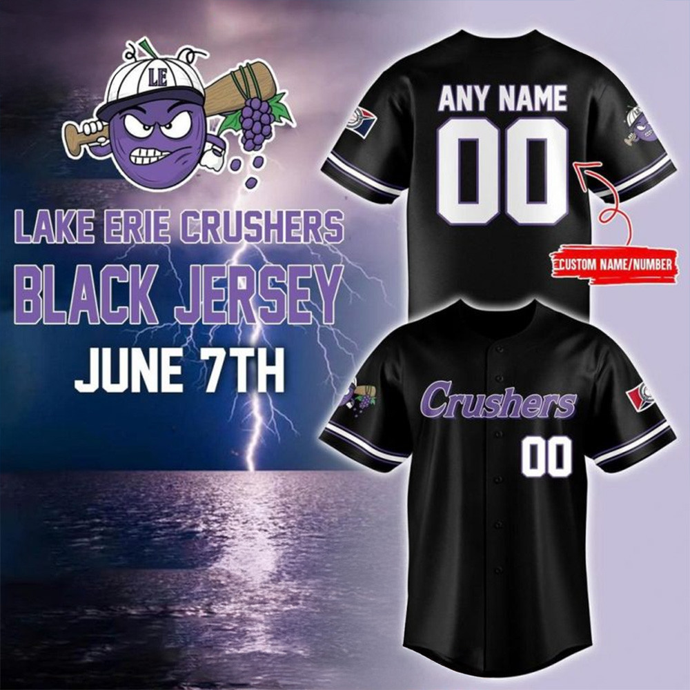 Personalized 2025 Lake Erie Crushers Edition Black Jersey Lake Erie Crushers Merch For Fans