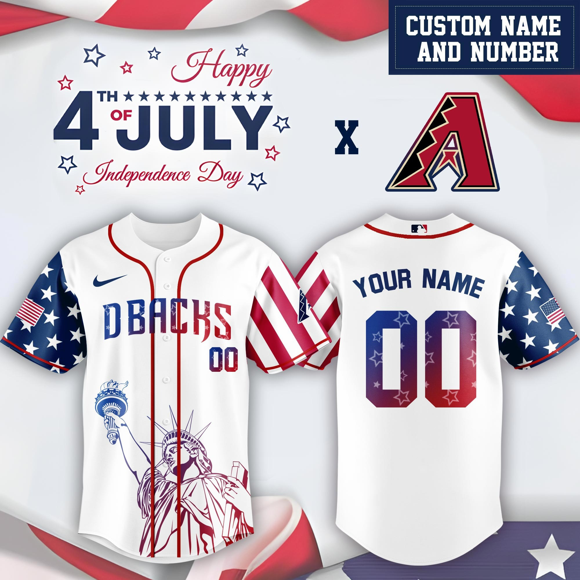 Personalized Arizona Diamondbacks Special Independence Day Jersey Arizona Diamondbacks Merch