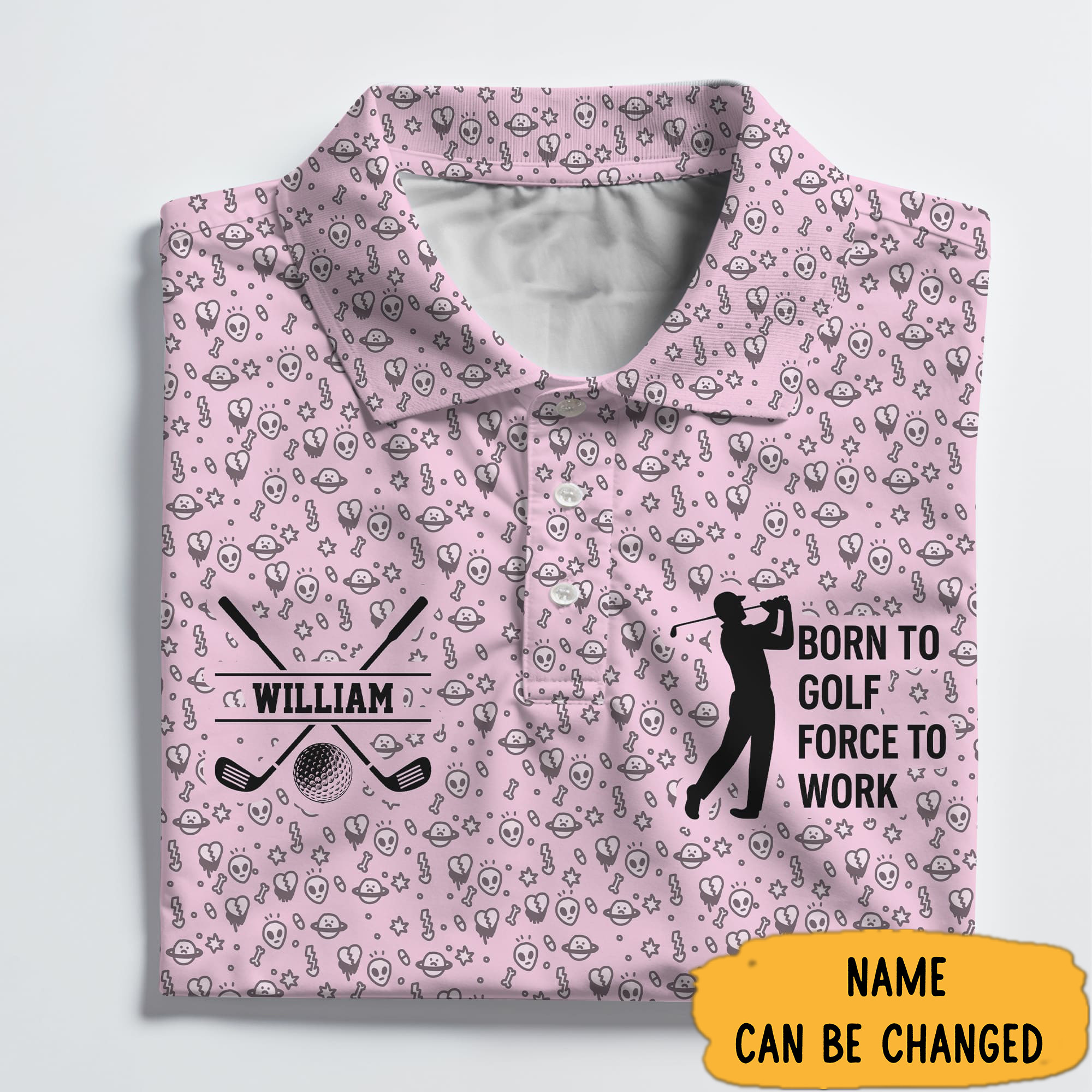 Personalized Born To Golf Force To Work Polo Shirt Unique Gifts For Golfers