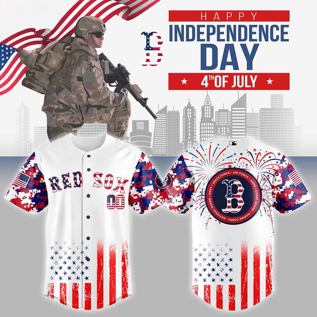 Personalized Boston Red Sox MLB X The 4th Of July X Military Baseball Jersey MLB Merch