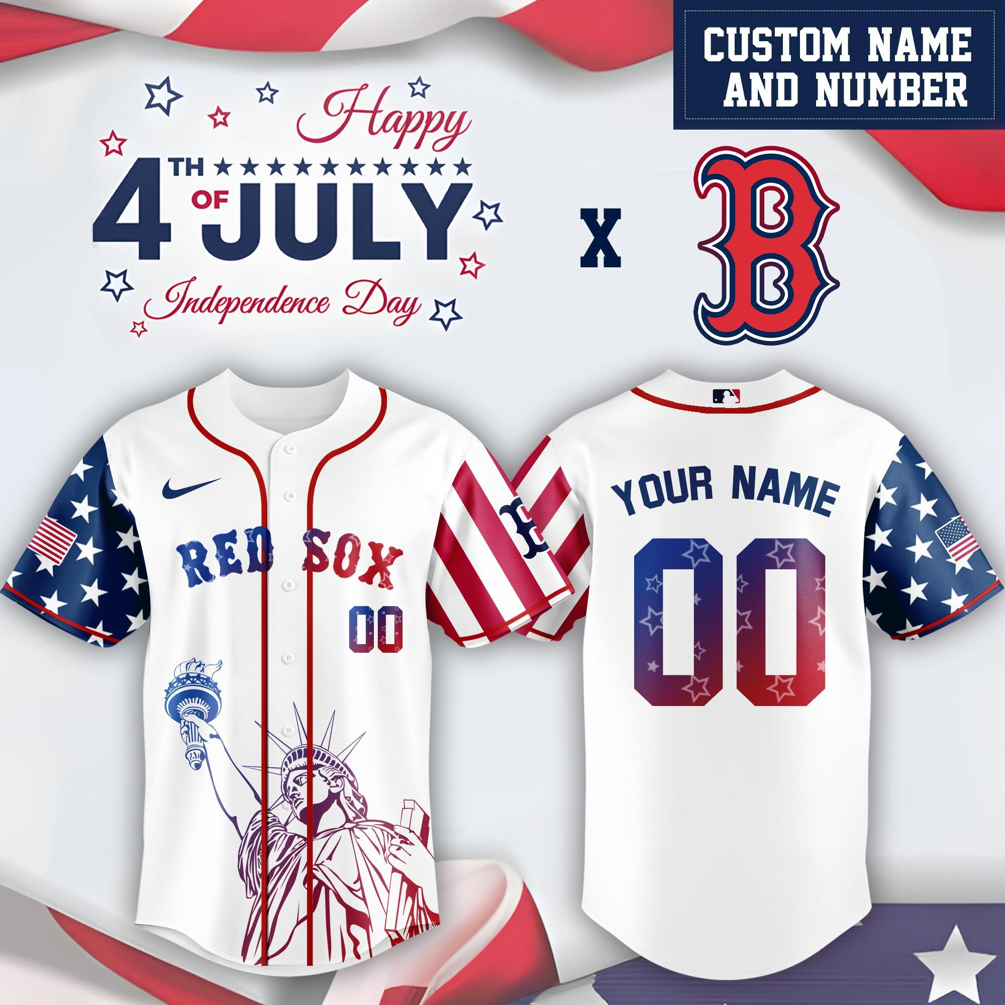 Personalized Boston Red Sox x Independence Day Limited Edition Jersey Boston Red Sox Merch