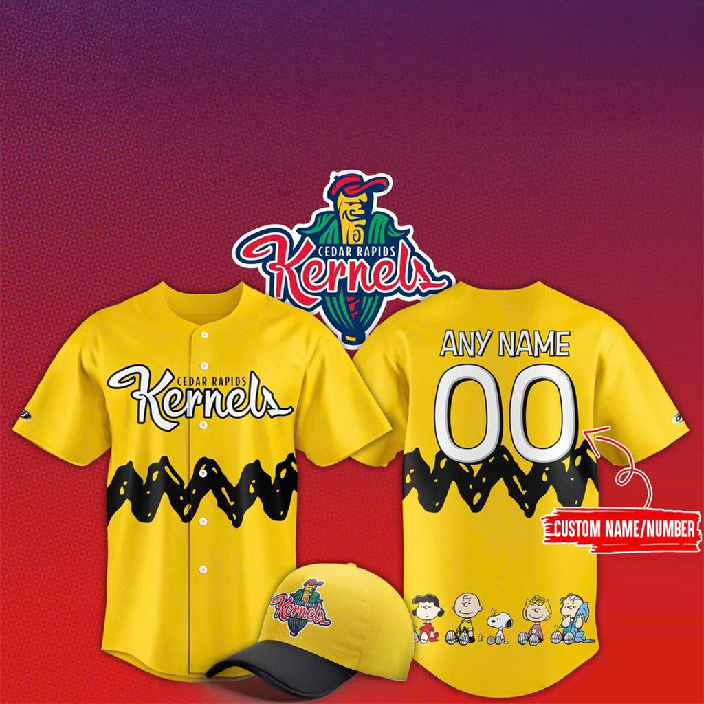 Personalized Cedar Rapids Kernels x Peanuts Day 2025 Special Baseball Jersey Gifts For Fans