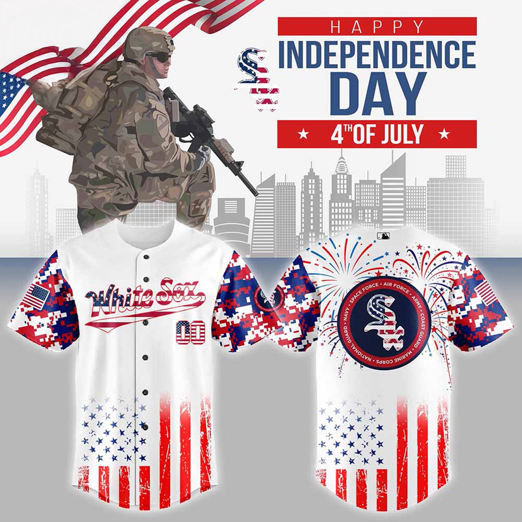 Personalized Chicago White Sox MLB X The 4th Of July X Military Baseball Jersey Fans Gifts
