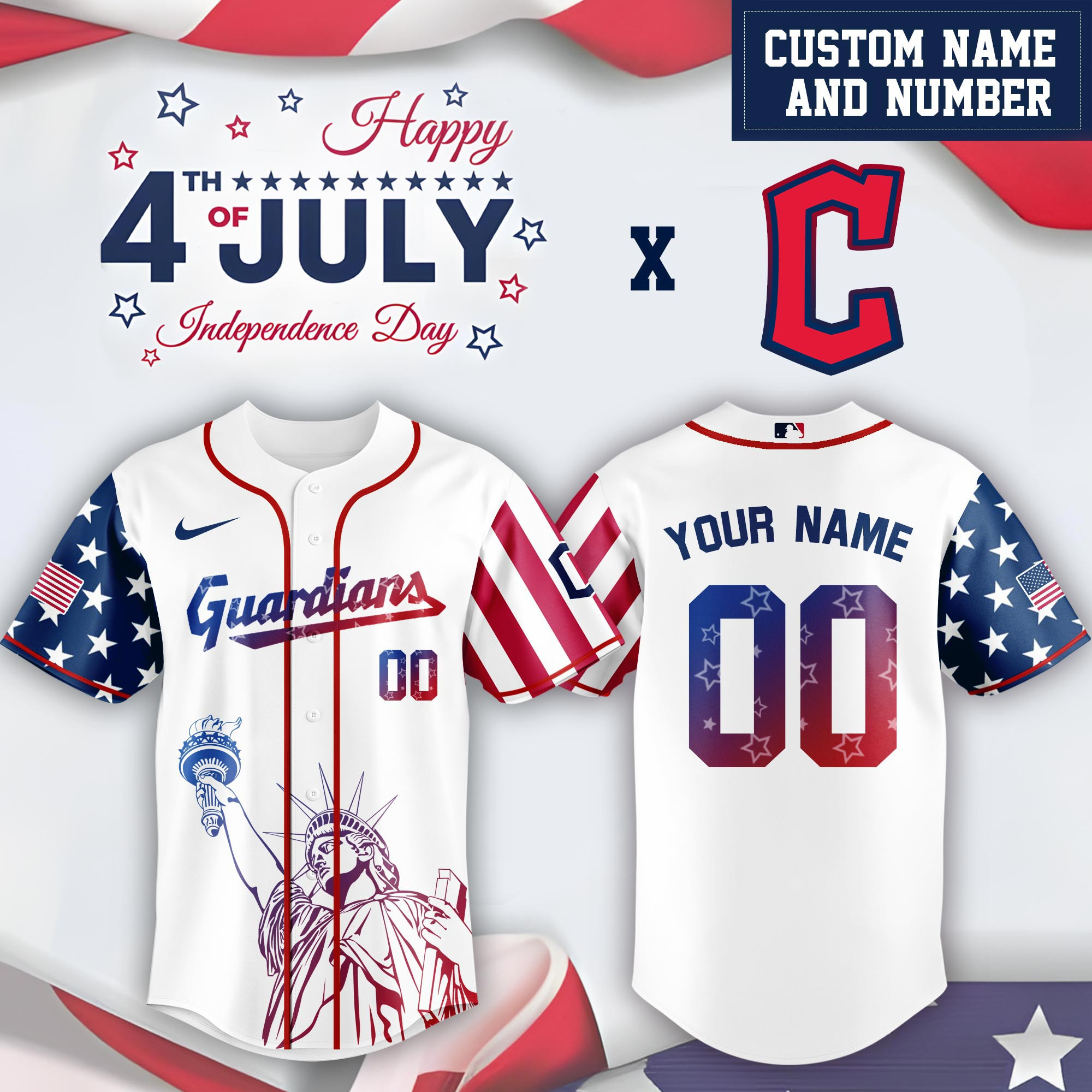 Personalized Cleveland Guardians Special Independence Day Limited Edition Jersey Cool Baseball Gifts