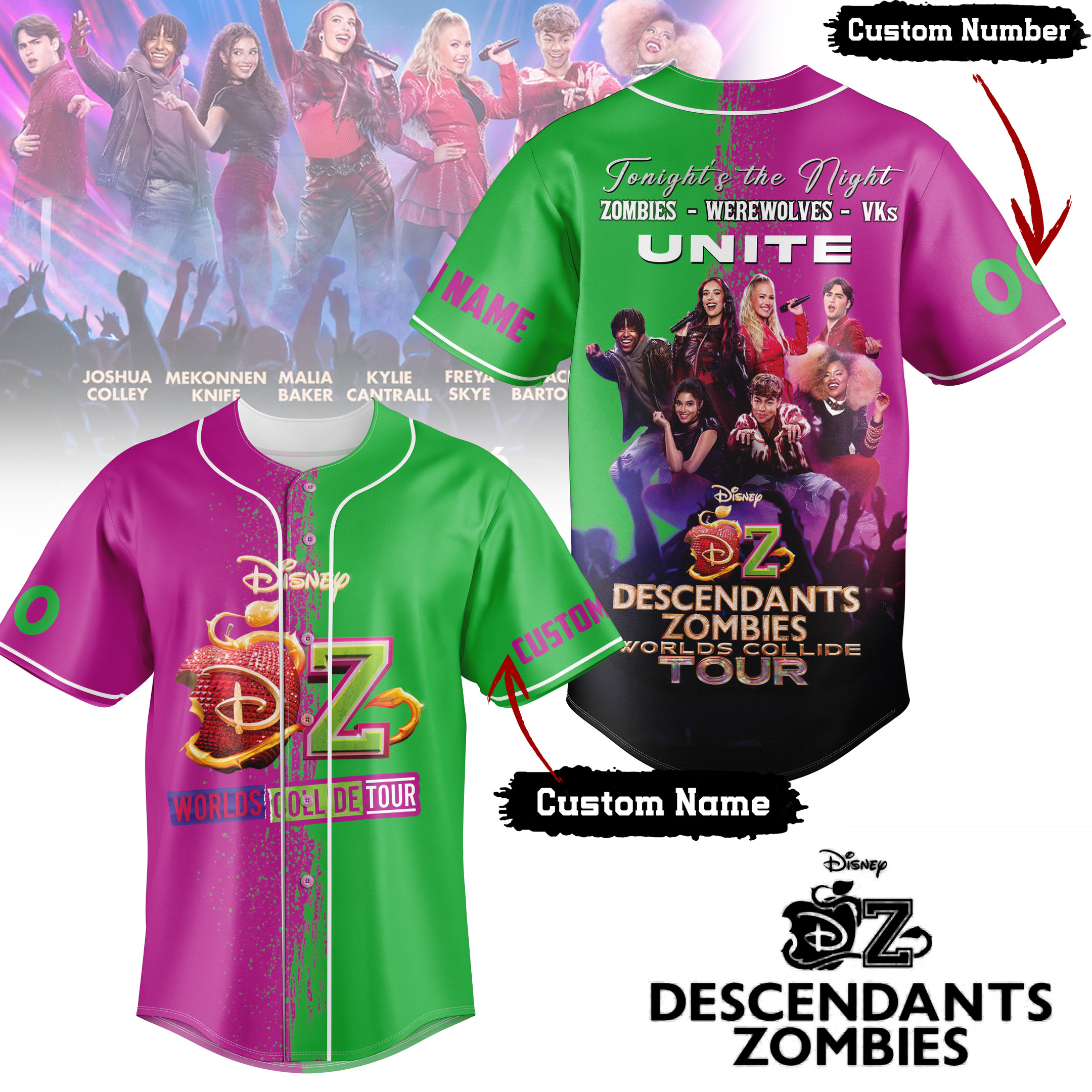 Personalized Descendants Zombies Disney Movie Baseball Jersey Fan Merch Gifts For Him Her