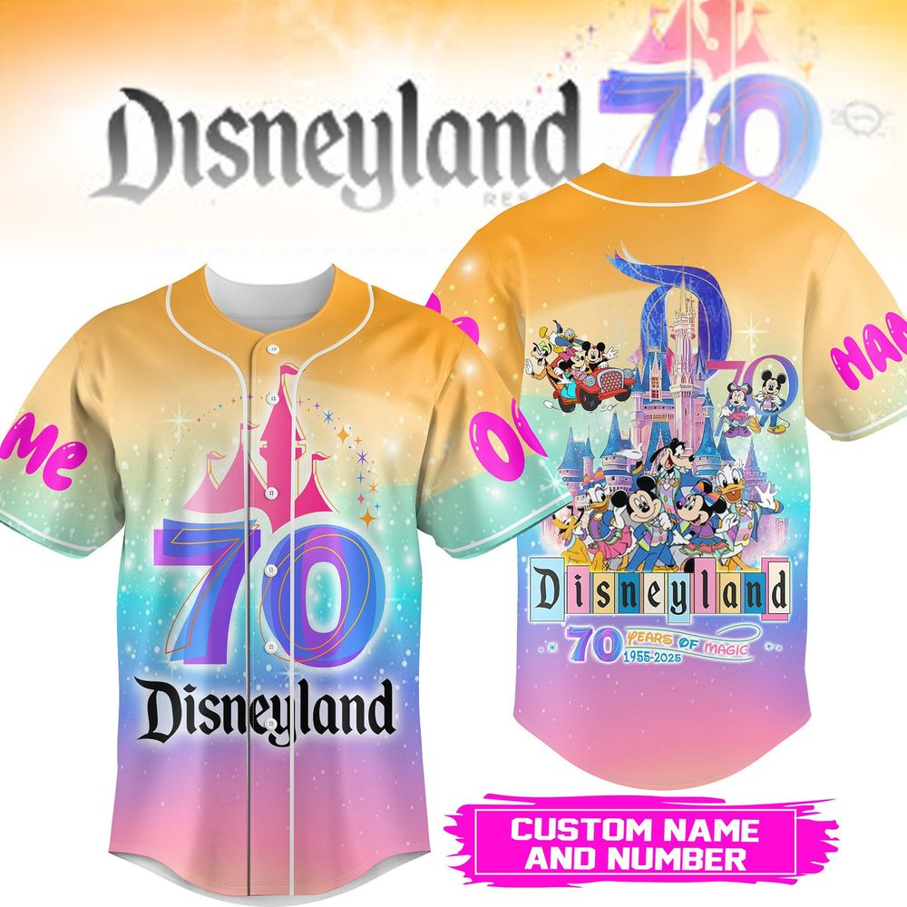 Personalized Disneyland 70 Years Of Magic 1955 2025 Baseball Jersey Disneyland Merch