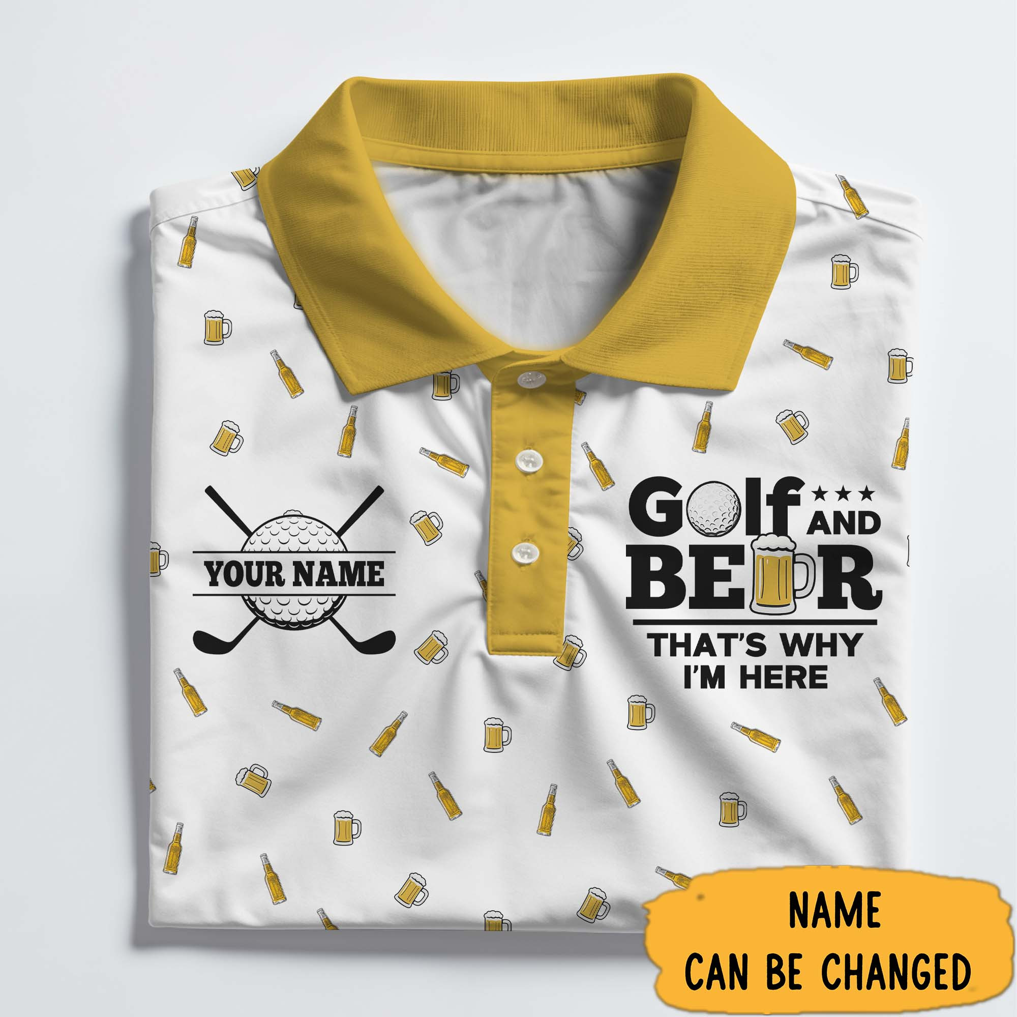 Personalized Golf And Beer That's Why I'm Here Polo Shirt Gift Ideas For Golf Lovers