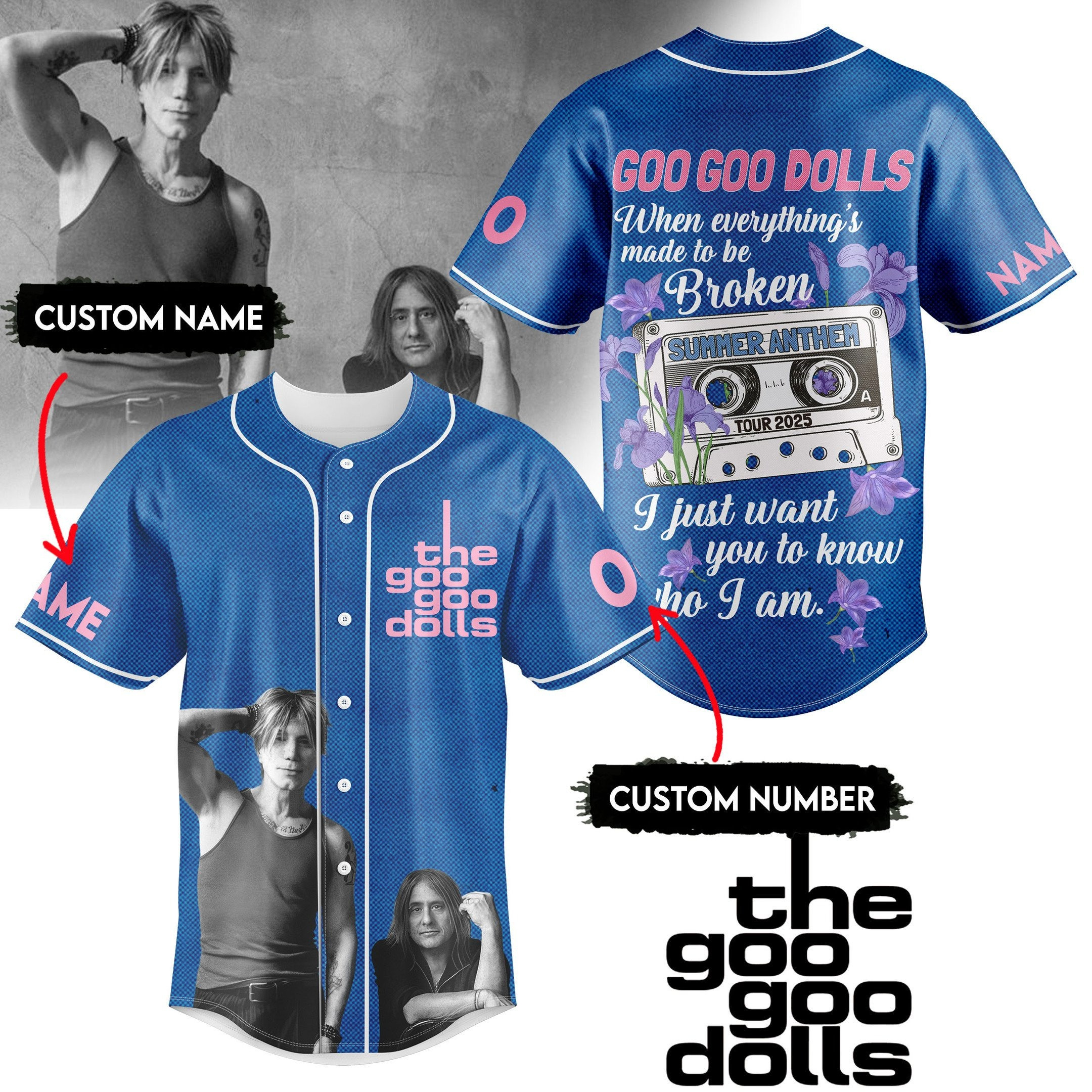 Personalized Goo Goo Dolls Music Baseball Jersey Goo Goo Dolls Merch Presents For Music Lovers