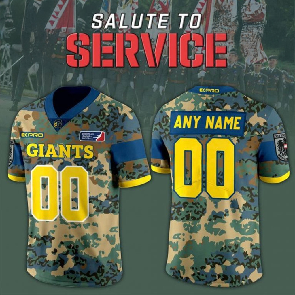 Personalized Graz Giants Salute To Service Football Jersey 2025 Graz Giants Merch Gifts
