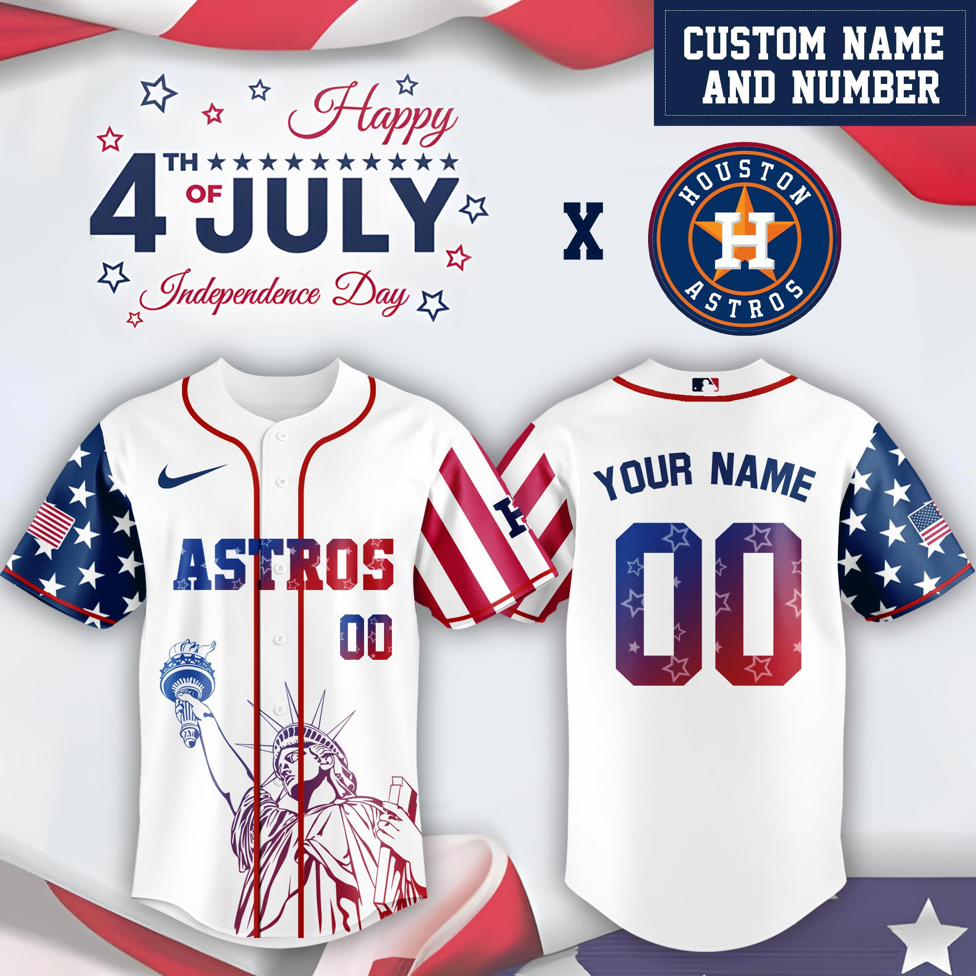 Personalized Houston Astros Special Independence Day Limited Edition Jersey Gifts For Baseball Fans