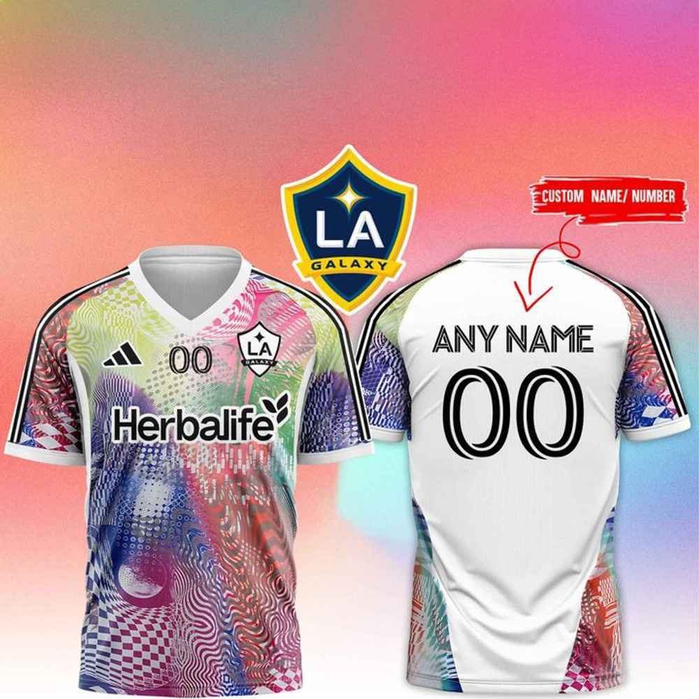 Personalized LA Galaxy White 2025 Pride PreMatch Top Soccer Jersey Dad Fathers Day Gifts