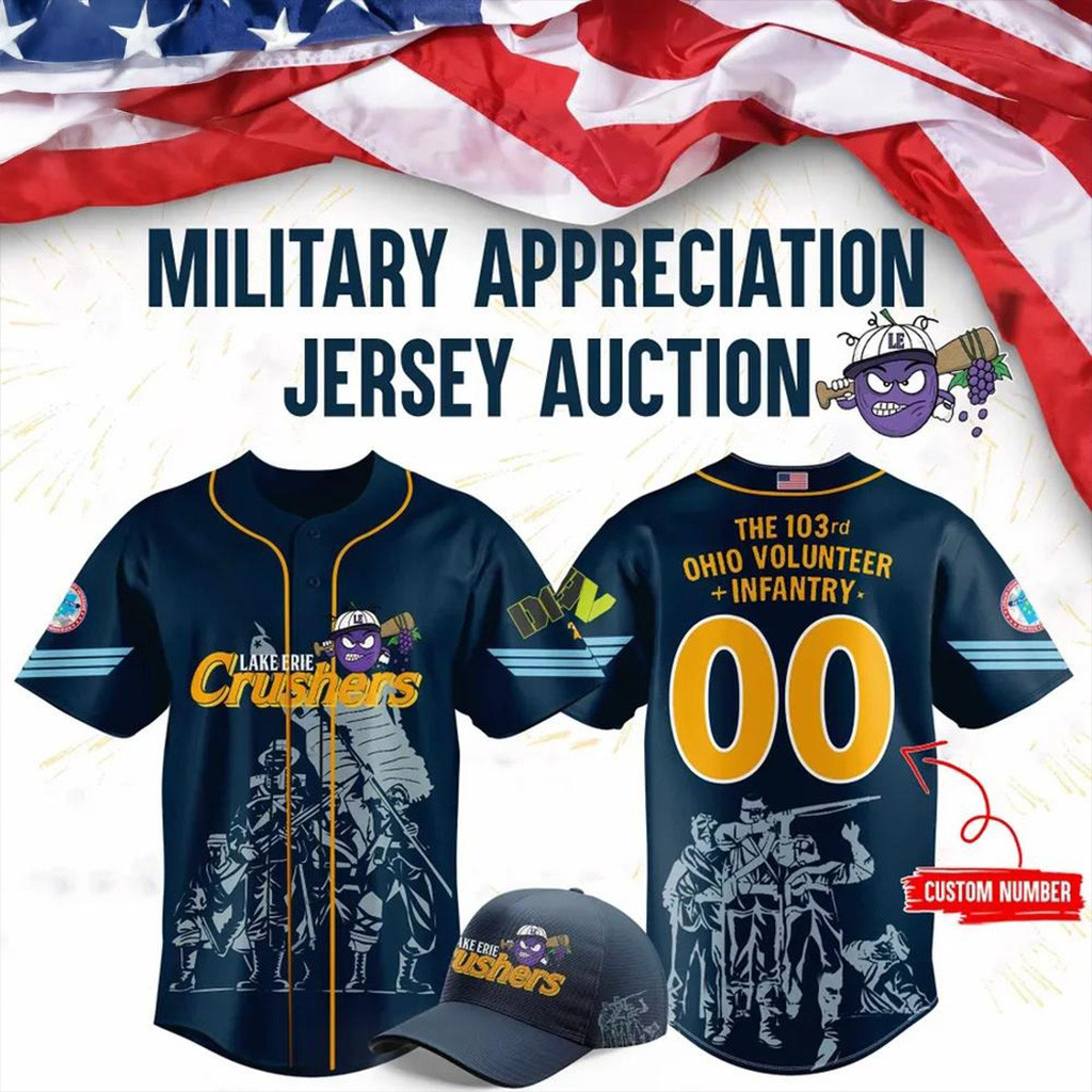 Personalized Lake Erie Crushers Military Appreciation Baseball Jersey Crushers Merch