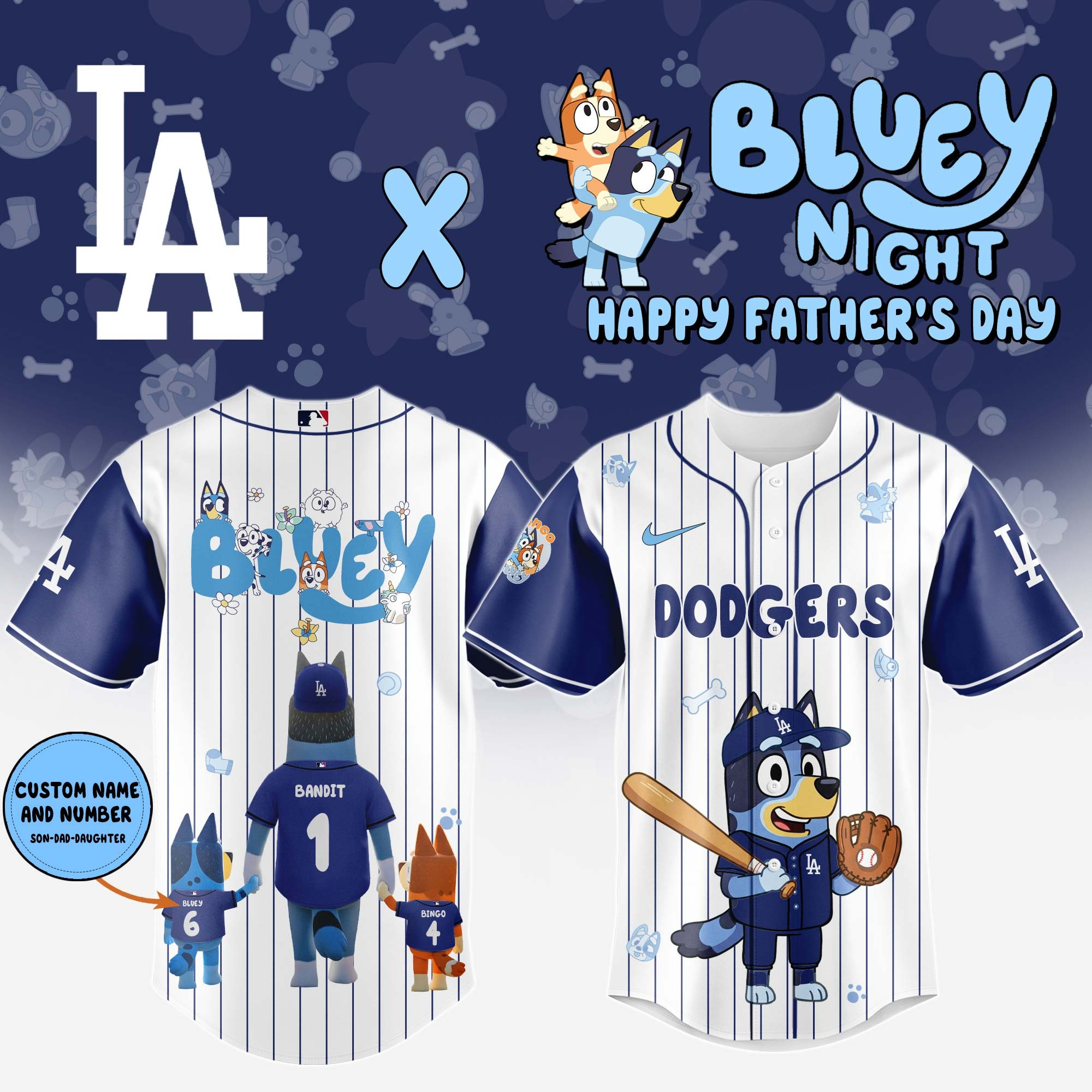Personalized Los Angeles Dodgers Happy Father's Day Jersey 2025 Los Angeles Dodgers Merch