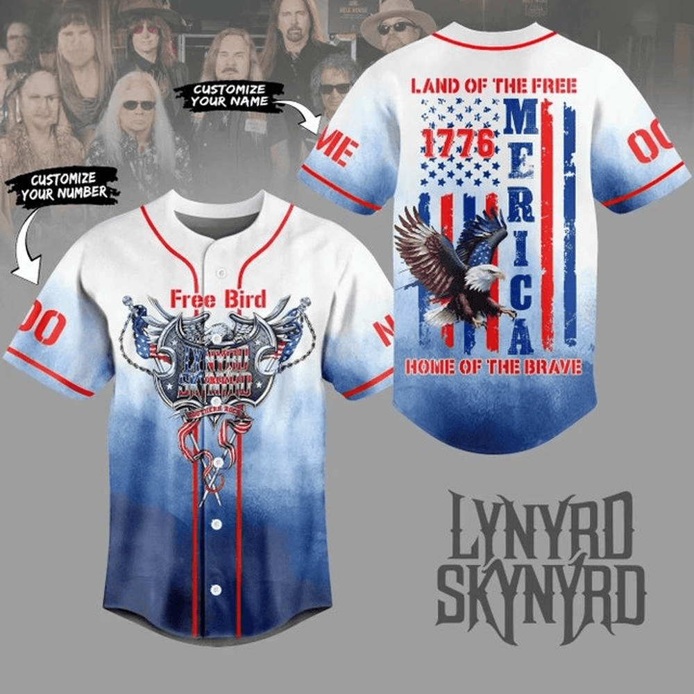 Personalized Lynyrd Skynyrd Free Bird Baseball Jersey Lynyrd Skynyrd Merch Dad Fathers Day Gifts