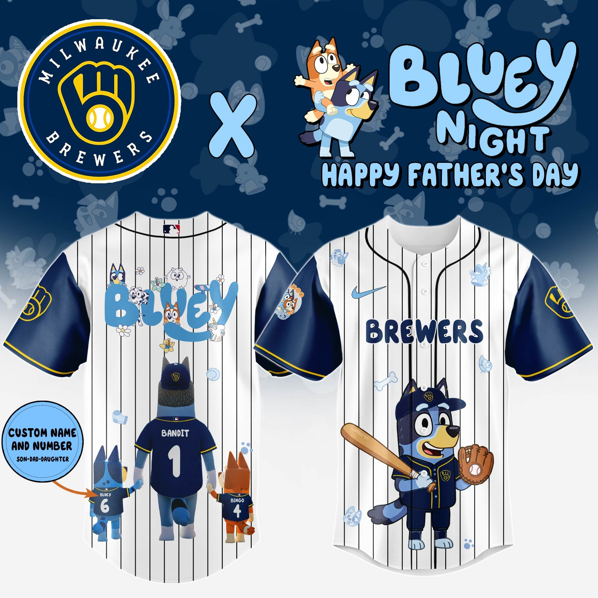 Personalized Milwaukee Brewers Happy Father's Day Jersey 2025 Milwaukee Brewers Merch