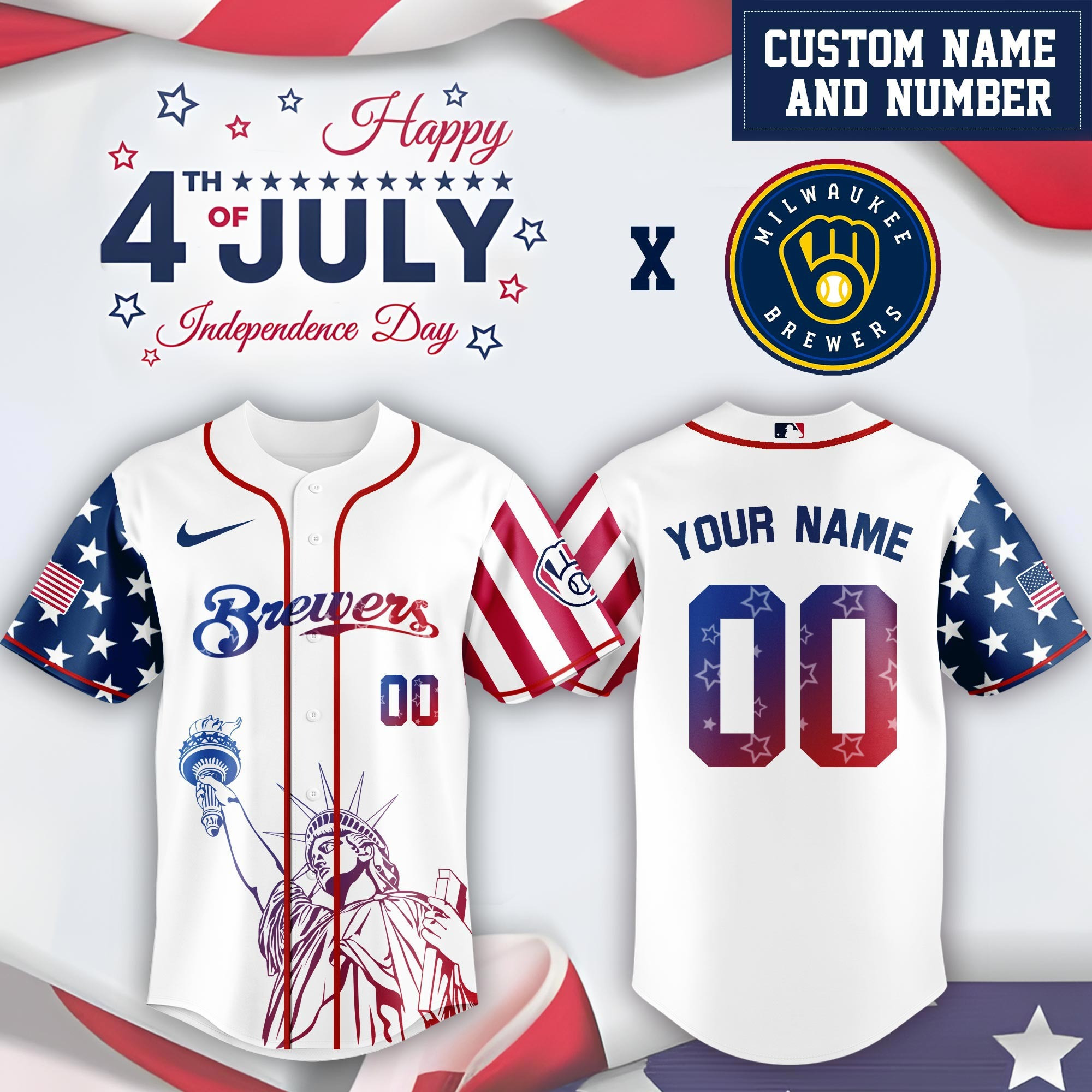 Personalized Milwaukee Brewers Special Independence Day Jersey Milwaukee Brewers Merch
