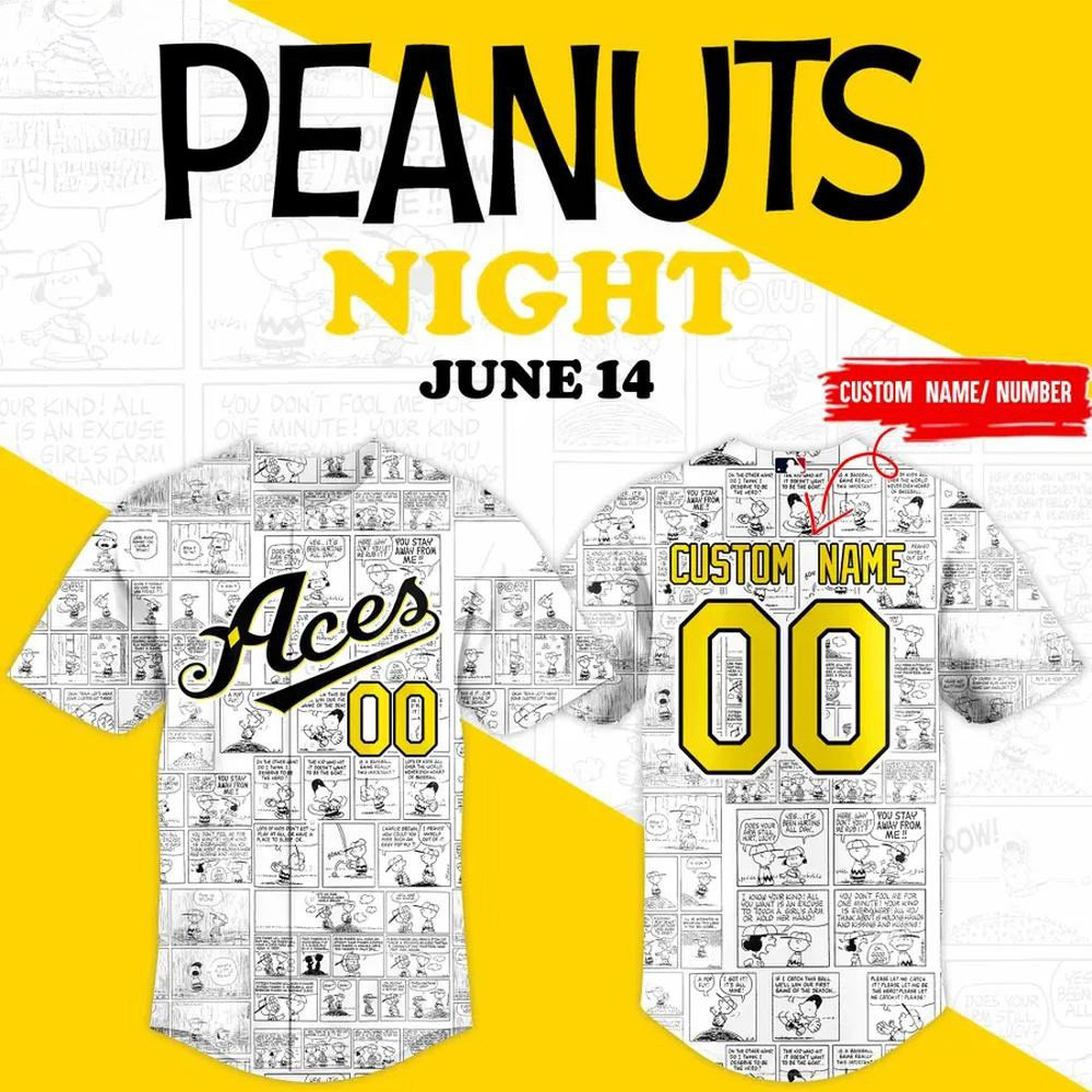 Personalized Reno Aces Peanuts Night Special Baseball Jersey Reno Aces Merch Fans Gifts