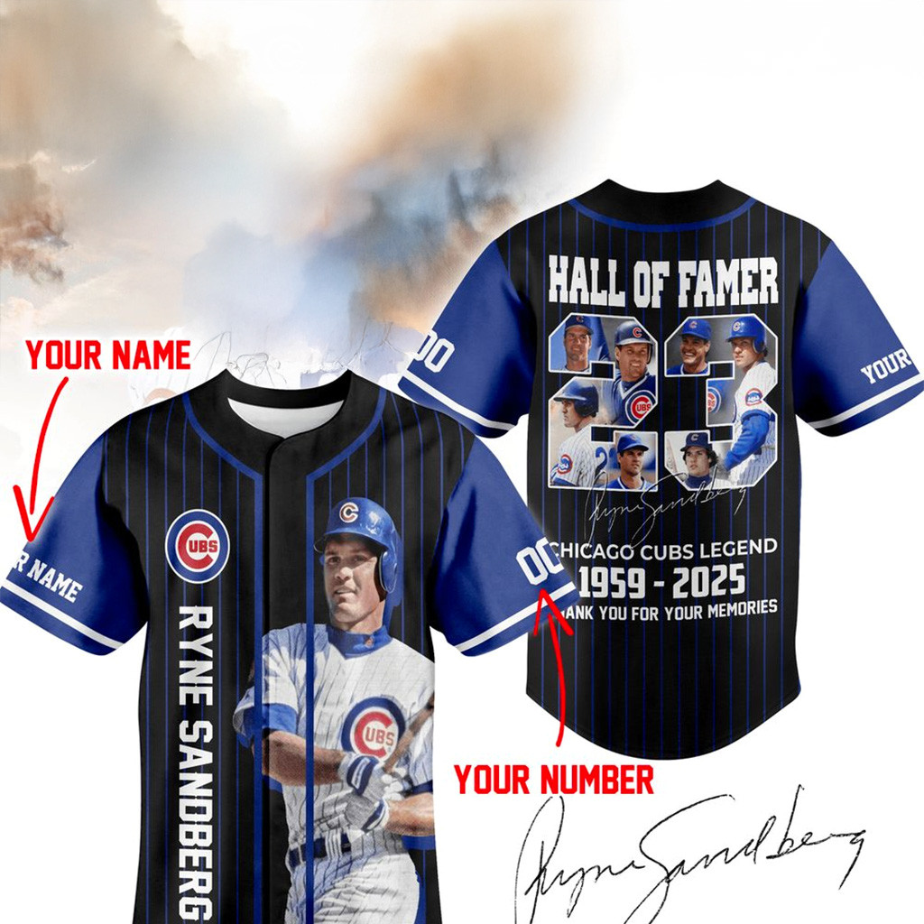 Personalized Ryne Sandberg Hall Of Famer Chicago Cubs Legends Jersey Fan Merch