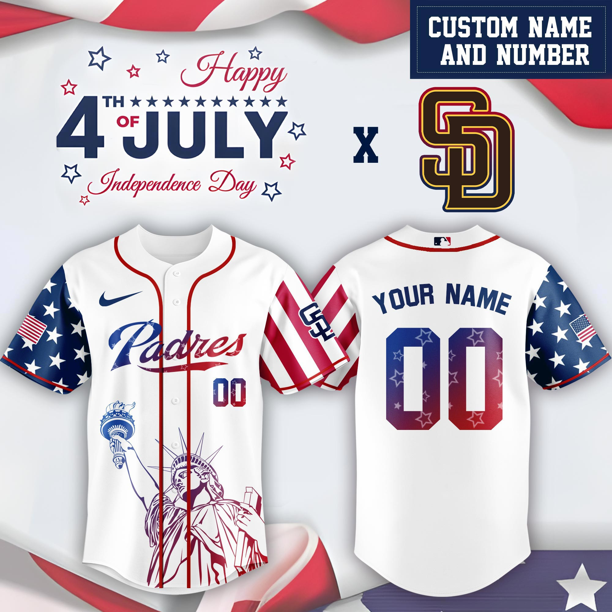 Personalized San Diego Padres Special Independence Day Limited Edition Jersey Gifts For Baseball Lovers