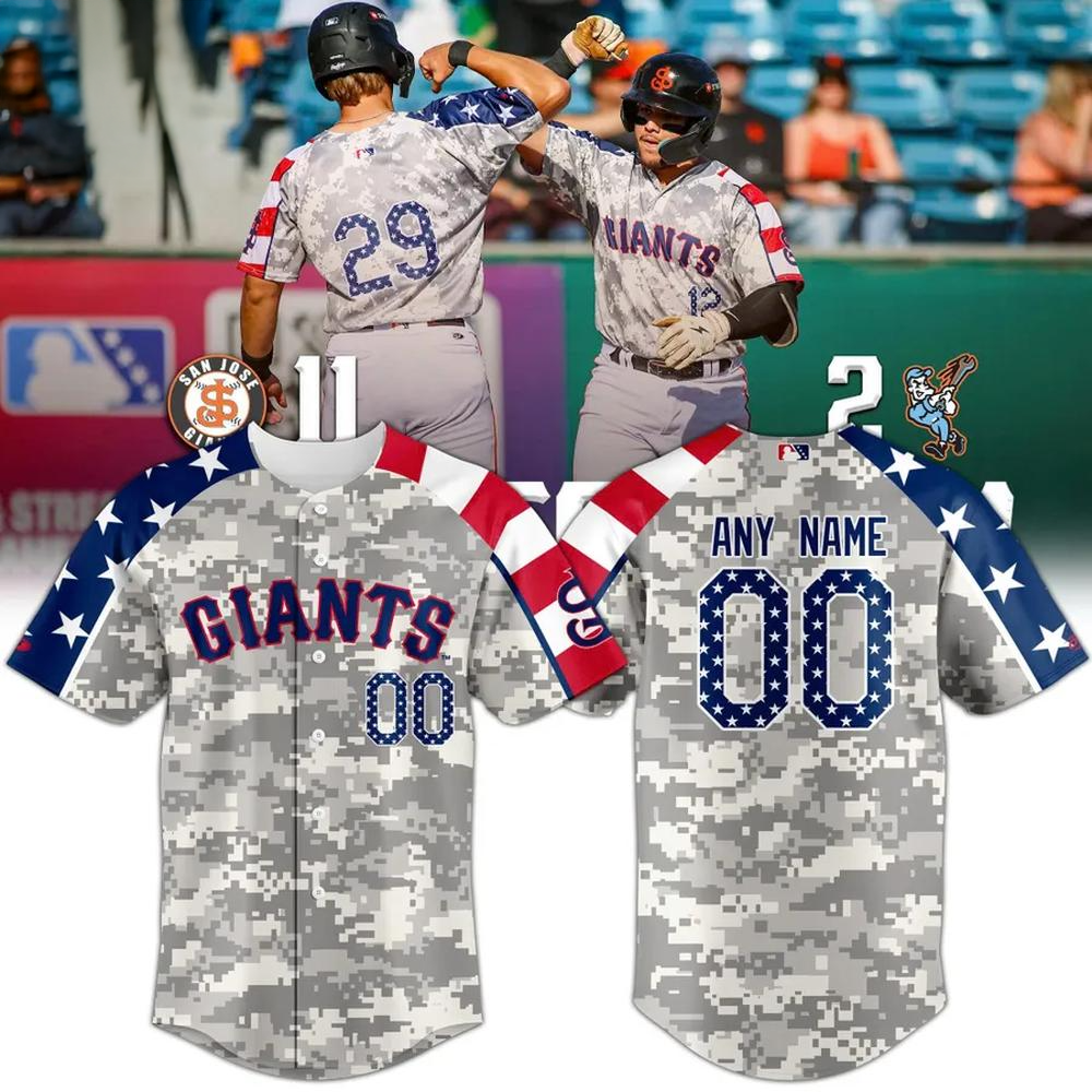 Personalized San Jose Giants Military Appreciation Baseball Jersey San Jose Giants Merch