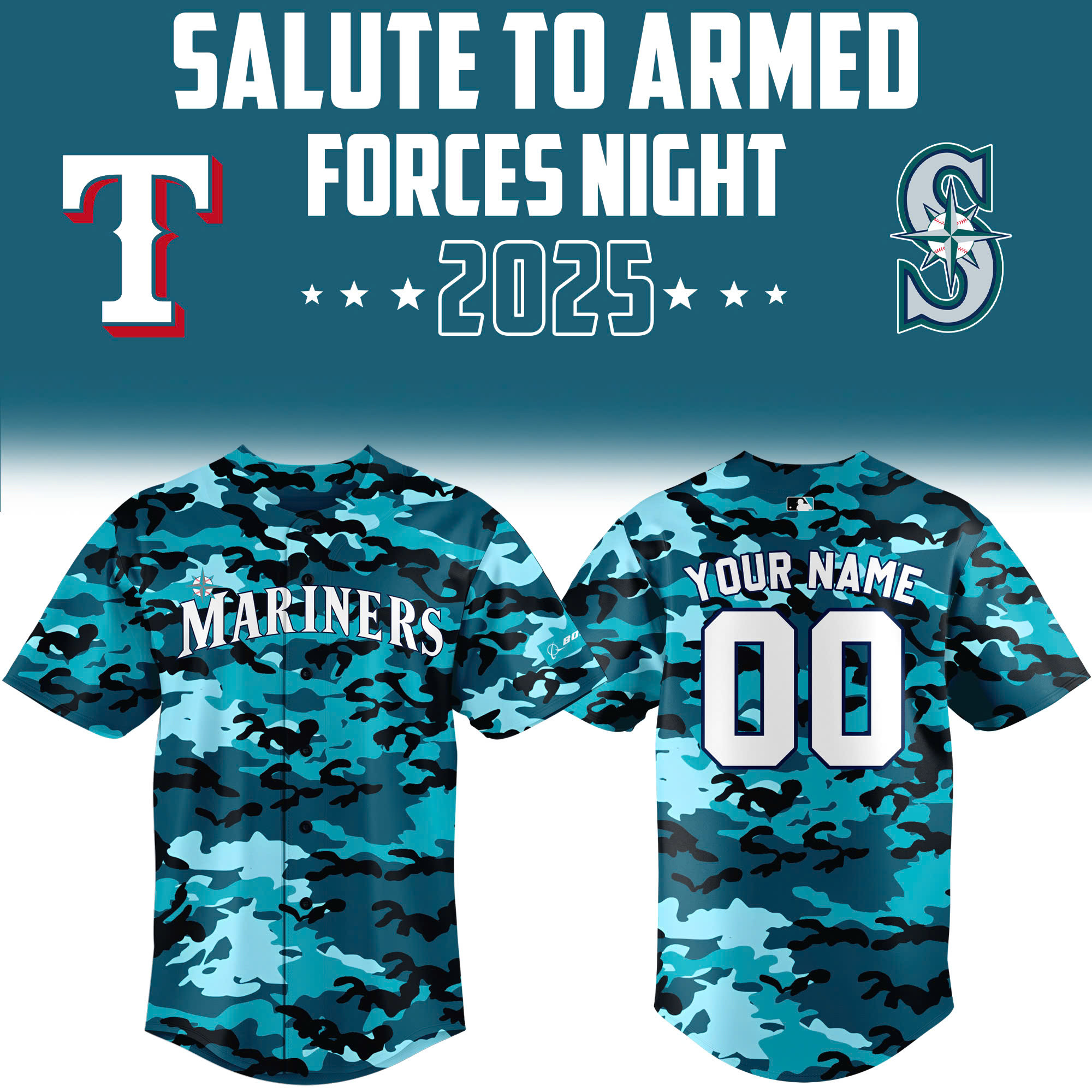 Personalized Seattle Mariners 2025 Salute To Armed Forces Night Baseball Jersey Dad Gifts