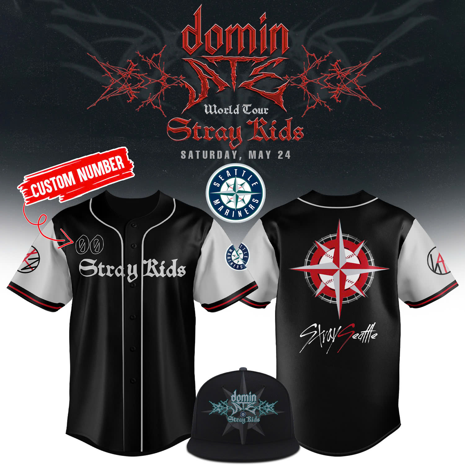 Personalized Seattle Mariners X Stray Kids 2025 Tour Jersey Gifts For Baseball Fans