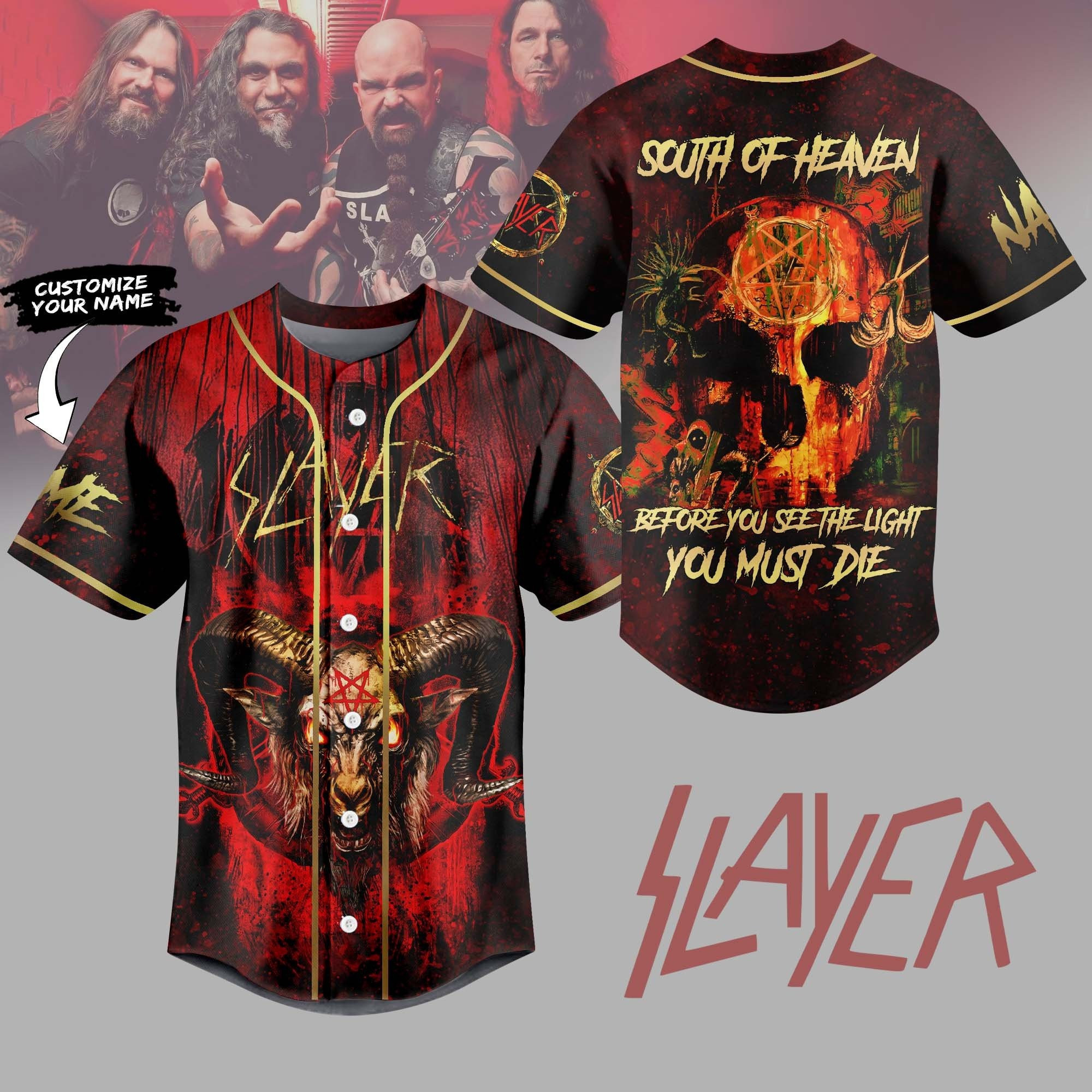Personalized Slayer Music Baseball Jersey Slayer Merch Music Lover Gift Ideas For Him