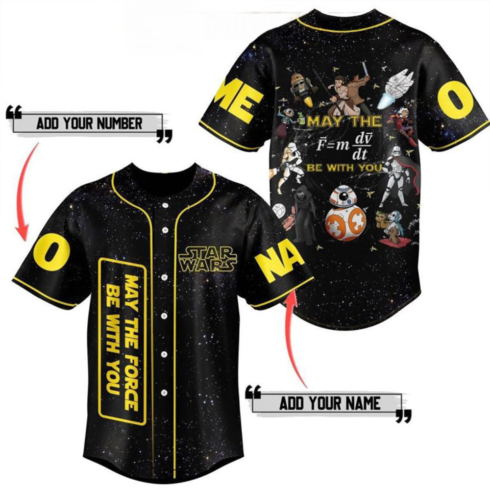 Personalized Star Wars May The Force Be With You Baseball Jersey Star Wars Merch Fans Gifts
