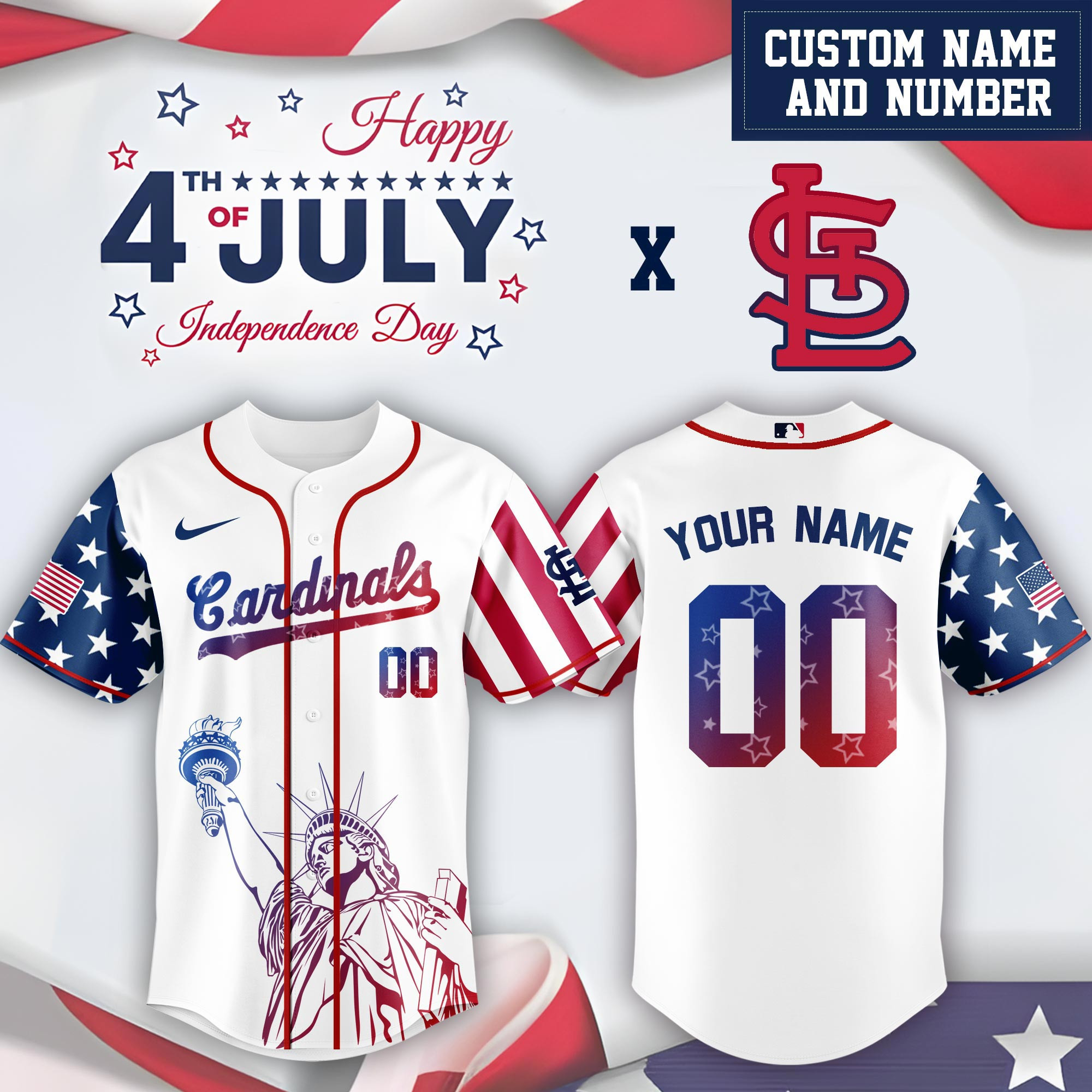 Personalized Stlouis Cardinals Special Independence Day Limited Edition Jersey Baseball Player Gift Ideas