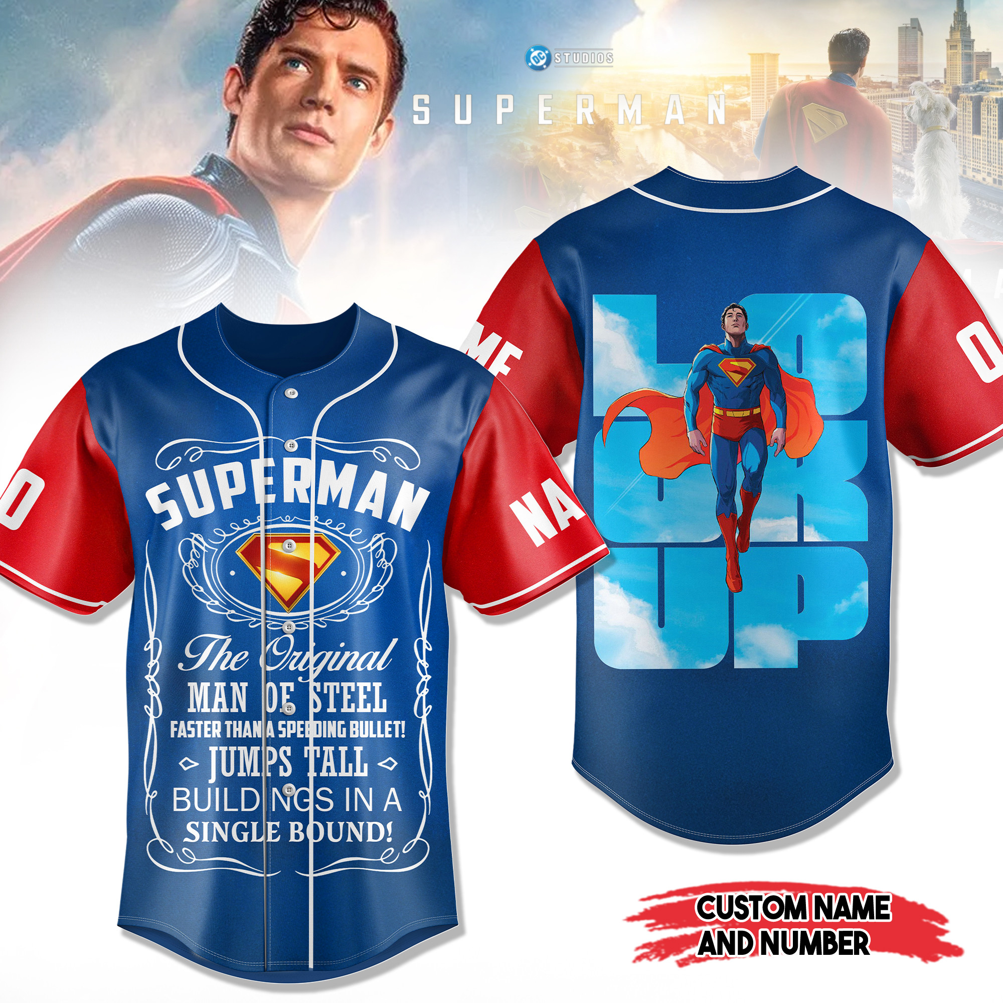 Personalized Superman Movie Baseball Jersey Fan Merch Gifts For Husband