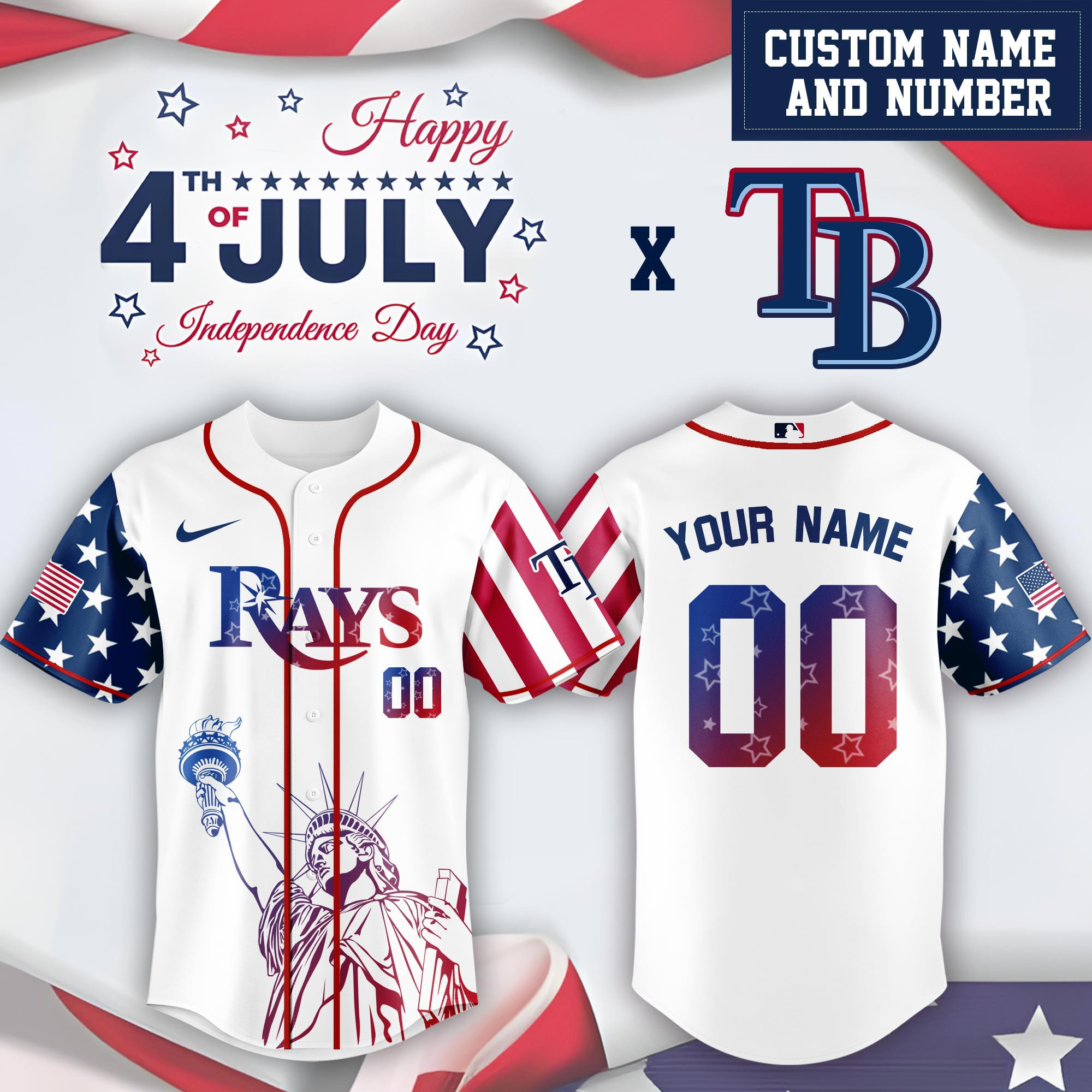 Personalized Tampa Bay Rays Special Independence Day Limited Edition Jersey Best Gifts For Baseball Fans