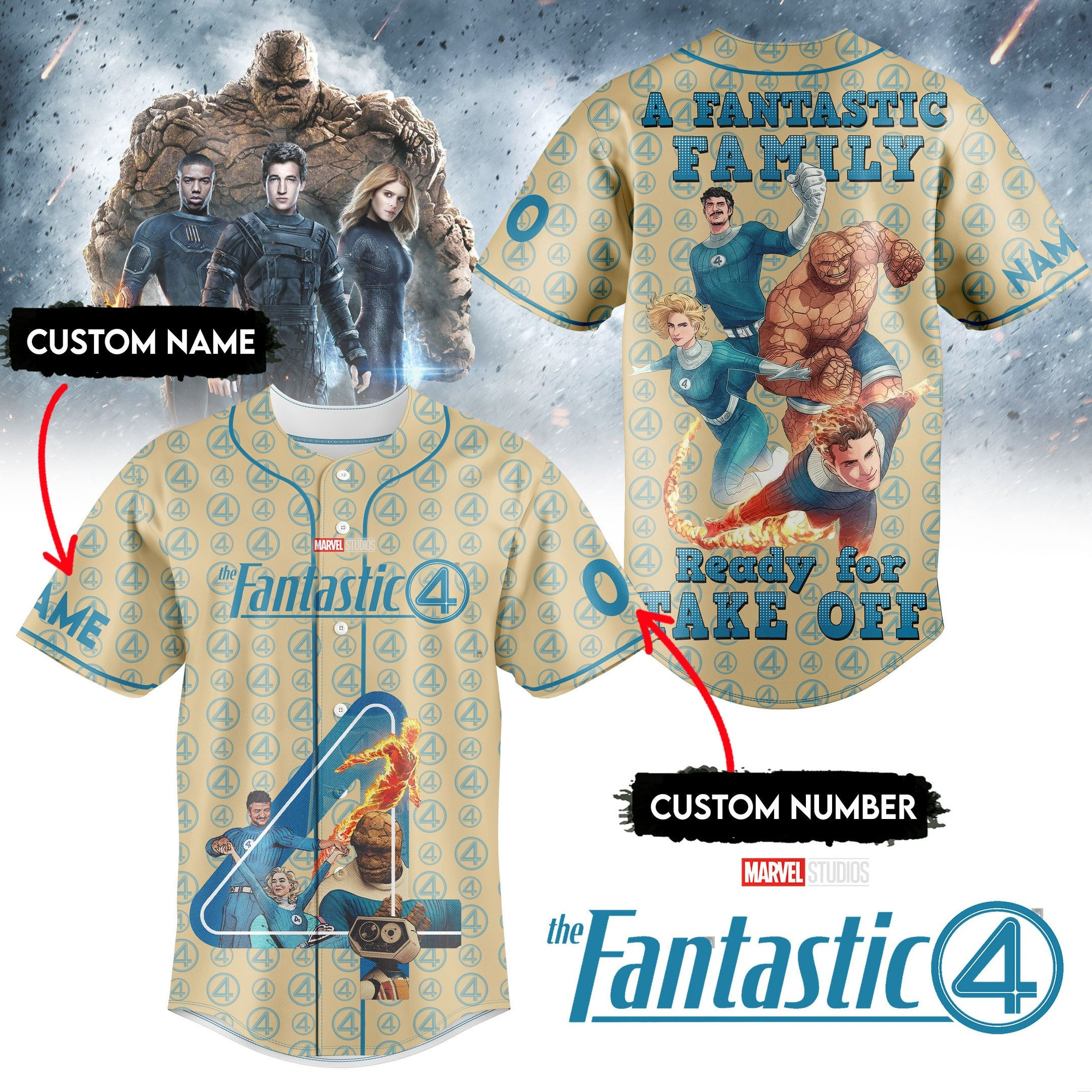 Personalized The Fantastic Four Movie Baseball Jersey A Fantastic Family Ready For Take Off