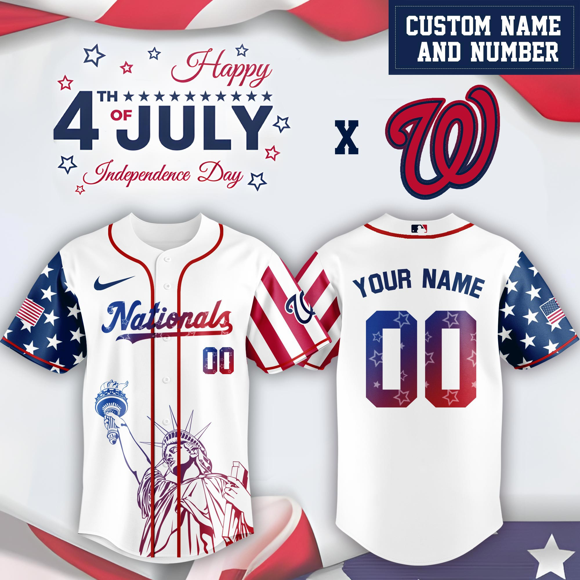 Personalized Washington Nationals Special Independence Day Limited Edition Jersey Baseball Team Gift Ideas