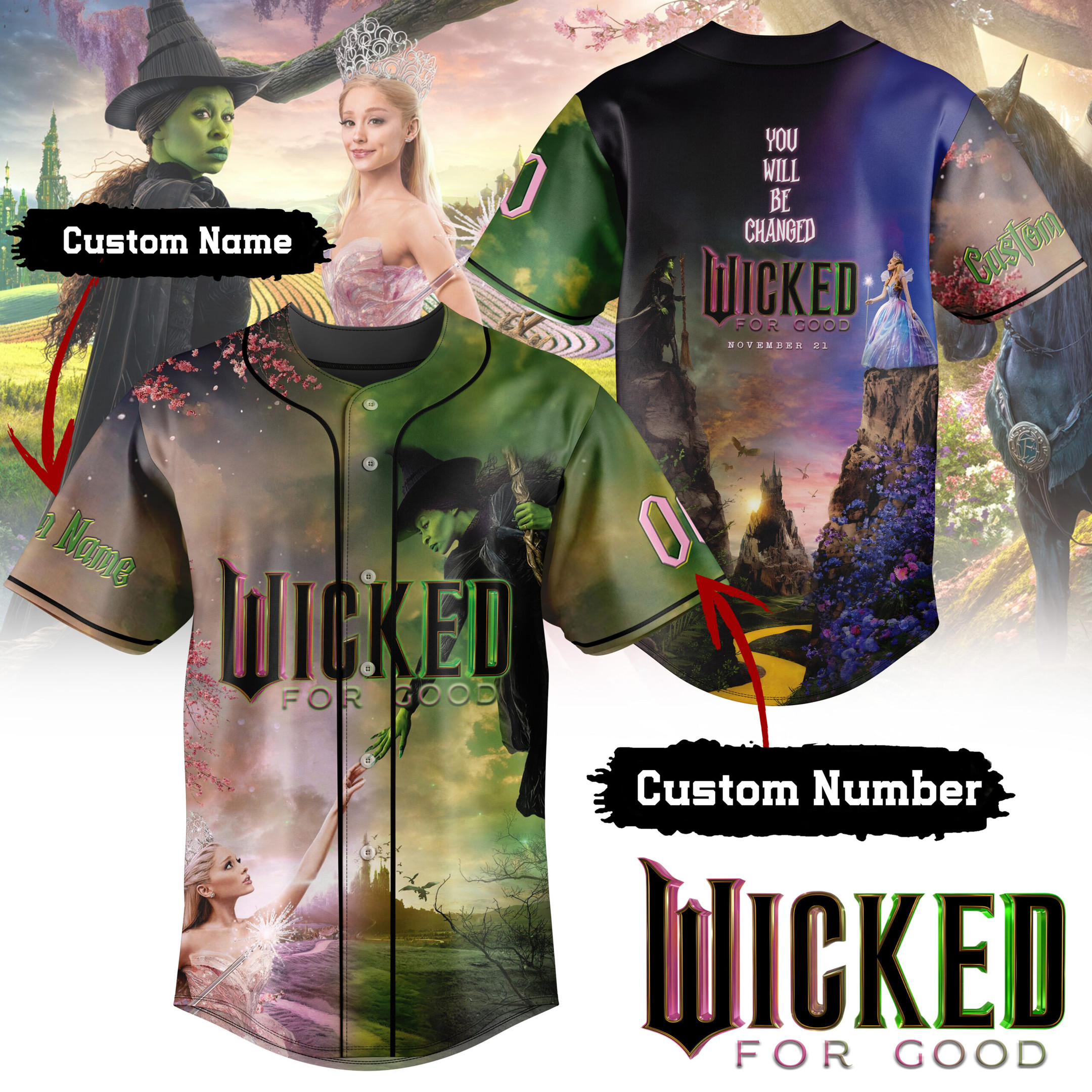 Personalized Wicked For Good Movie Personalized Baseball Jersey For Fans Gifts For Daughter