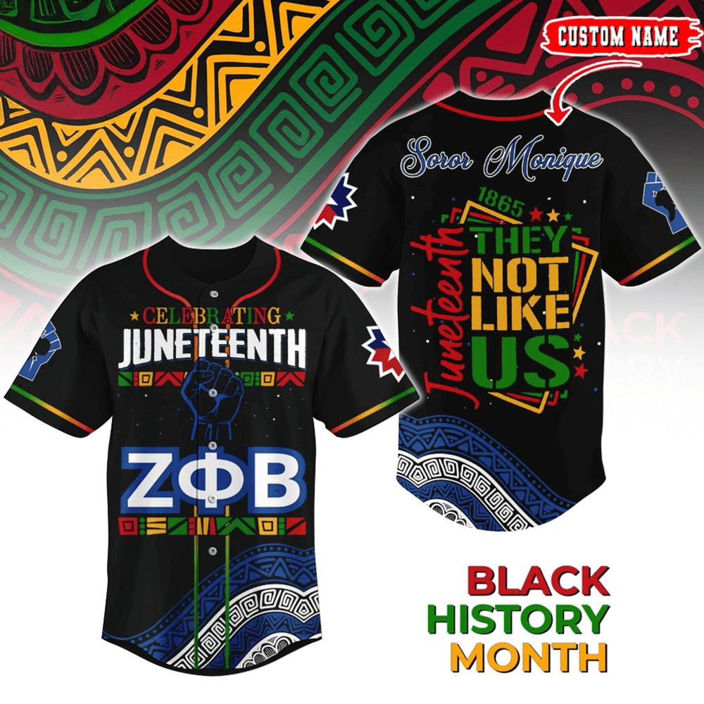 Personalized Zeta Phi Beta X Juneteenth Baseball Jersey Top 10 Father's Day Gifts