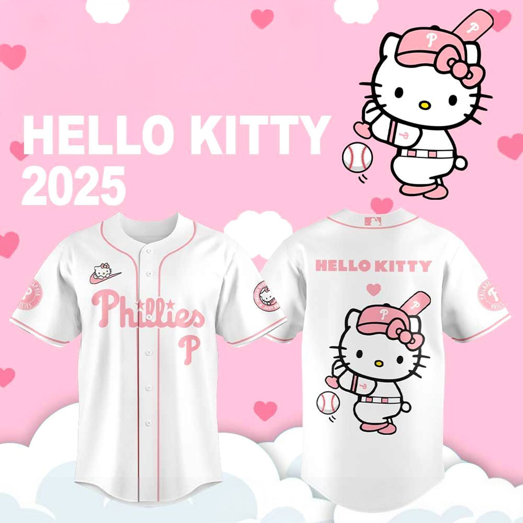 Philadelphia Phillies Hello Kitty 2025 White Jersey Philadelphia Phillies Merch Wife Gifts