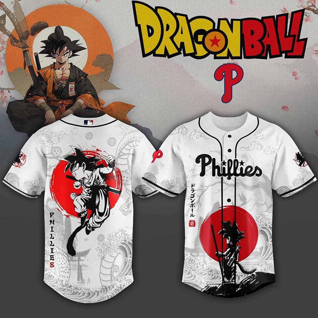 Philadelphia Phillies MLB X Dragon Ball Baseball Jersey Phillies Merch Gifts For Baseball Fans