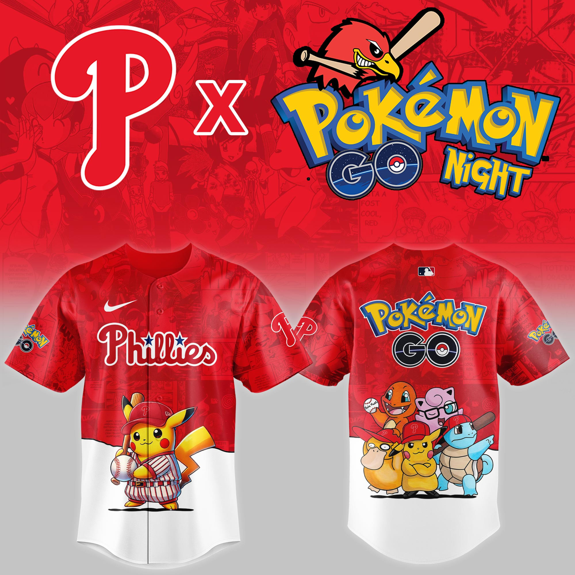 Philadelphia Phillies Mlb X Pokemon Go Night Baseball Jersey For Fan
