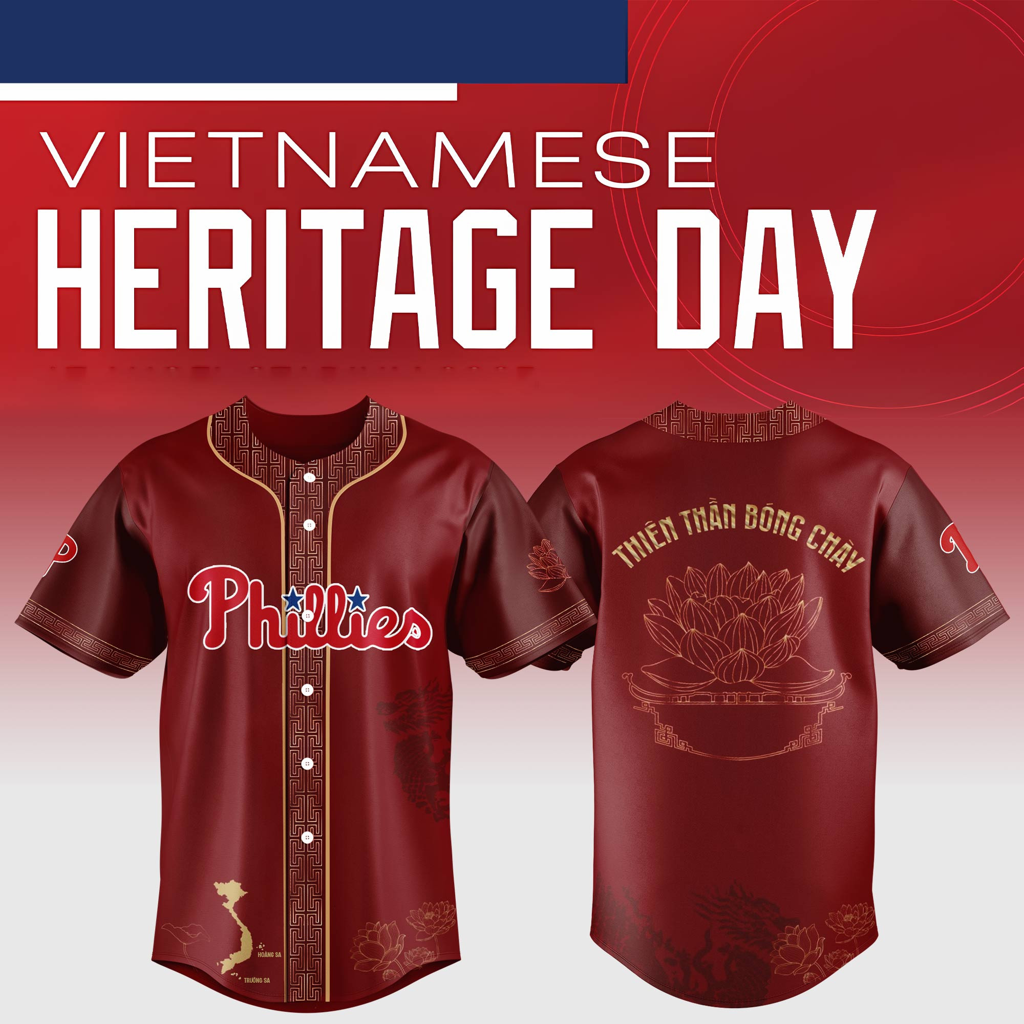 Philadelphia Phillies Mlb X Vietnamese Heritage Night Baseball Jersey For Fans
