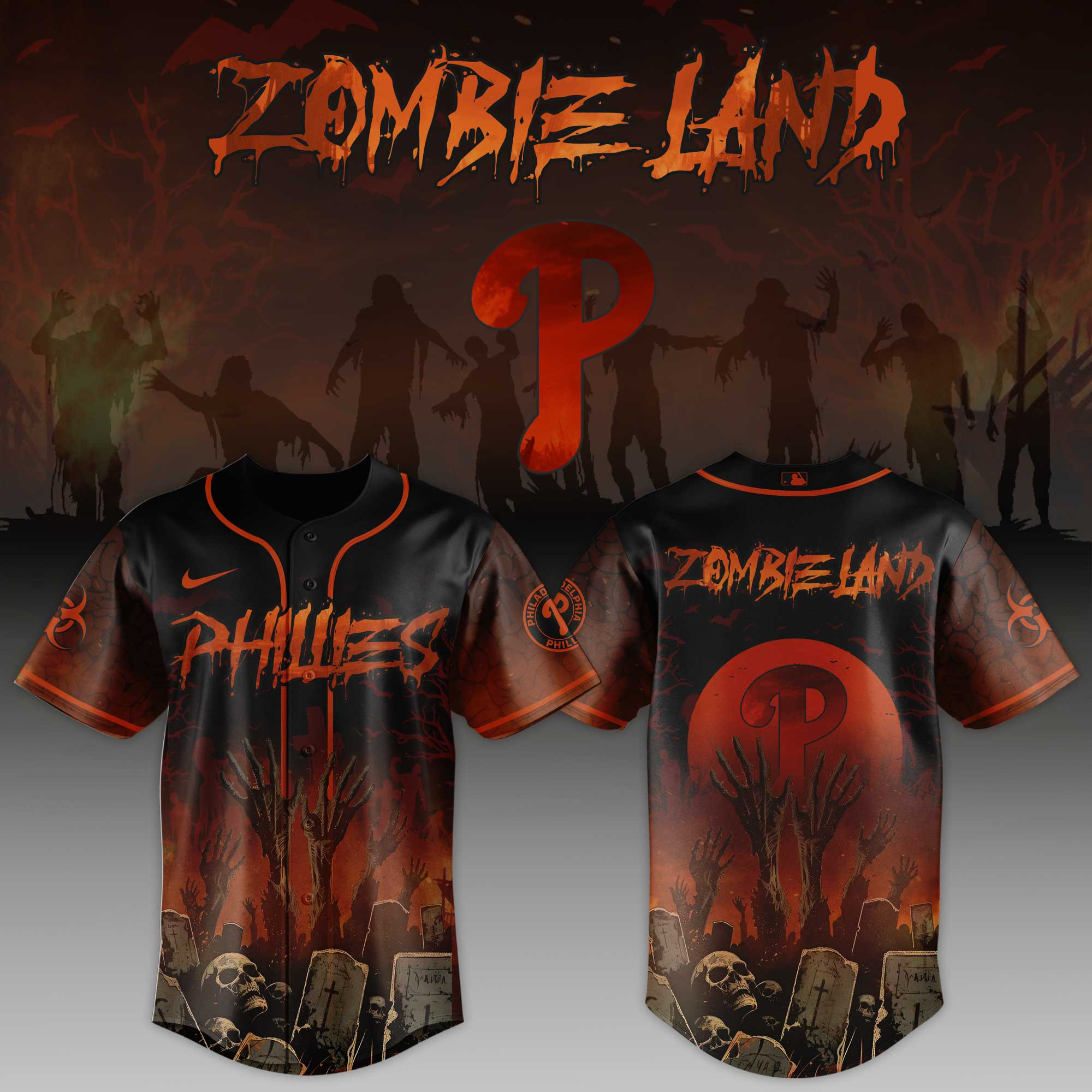 Philadelphia Phillies Mlb X Zombie Land Baseball Jersey For Fans