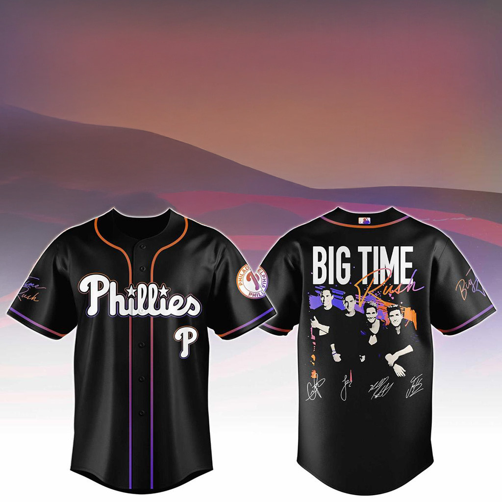 Philadelphia Phillies X Big Time Rush Tour 2025 Baseball Jersey Phillies Merch Gifts For Fans