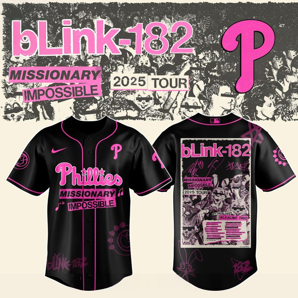 Philadelphia Phillies X Blink 182 Missionary Impossible Tour 2025 Jersey Phillies Merch