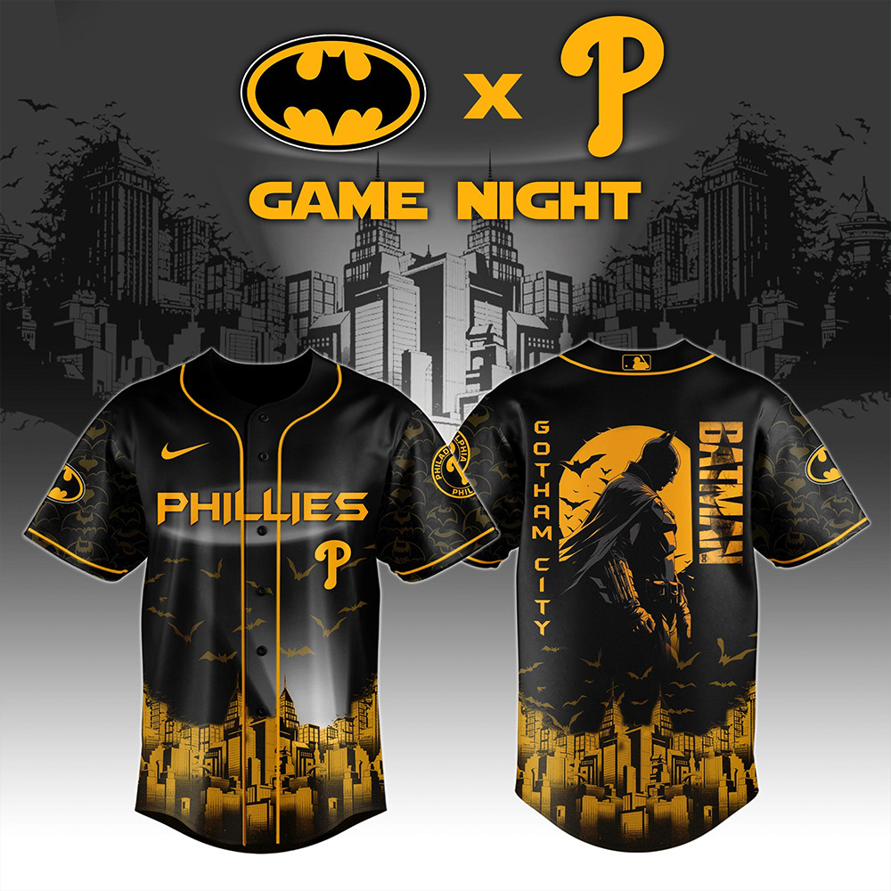 Philadelphia Phillies x DC Batman Game Night Jersey Best Gifts For Baseball Fans