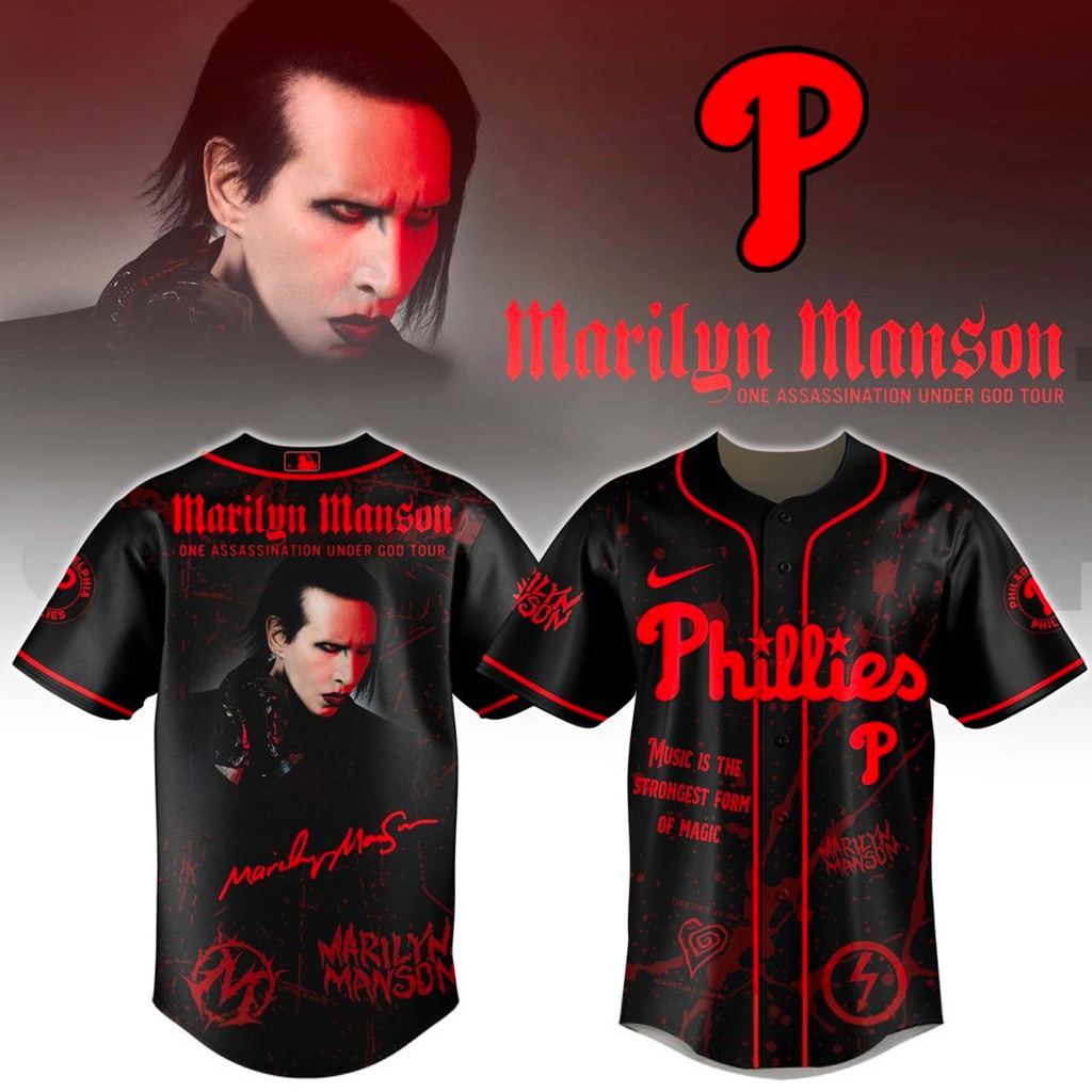 Philadelphia Phillies X Marilyn Manson One Assassination Under God Tour Jersey Phillies Merch