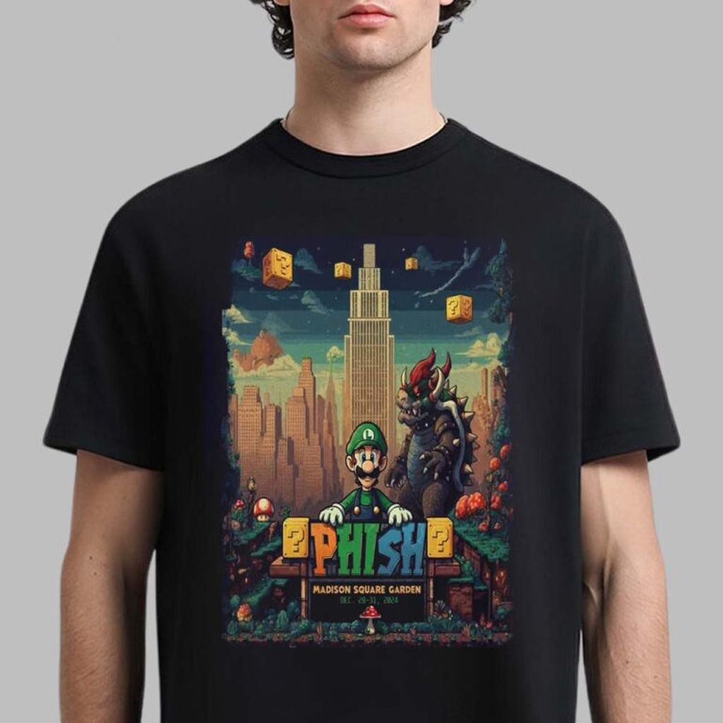 Phish Poster For Show In New York At Madison Square Garden On 28-31 2024 Luigi And Bowser Shirt