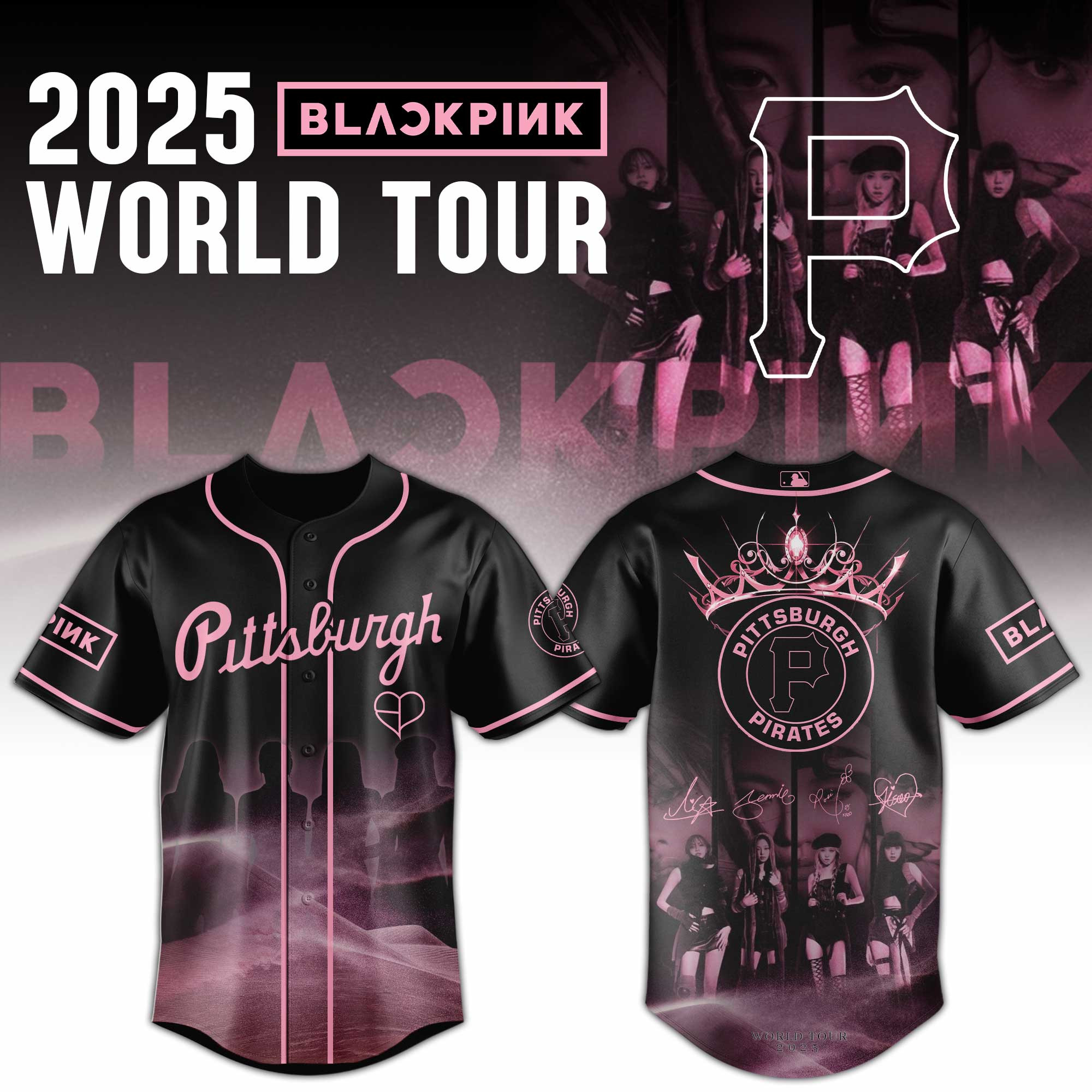 Pittsburgh Pirates Mlb X Black Pink World Tour Baseball Jersey For Fans