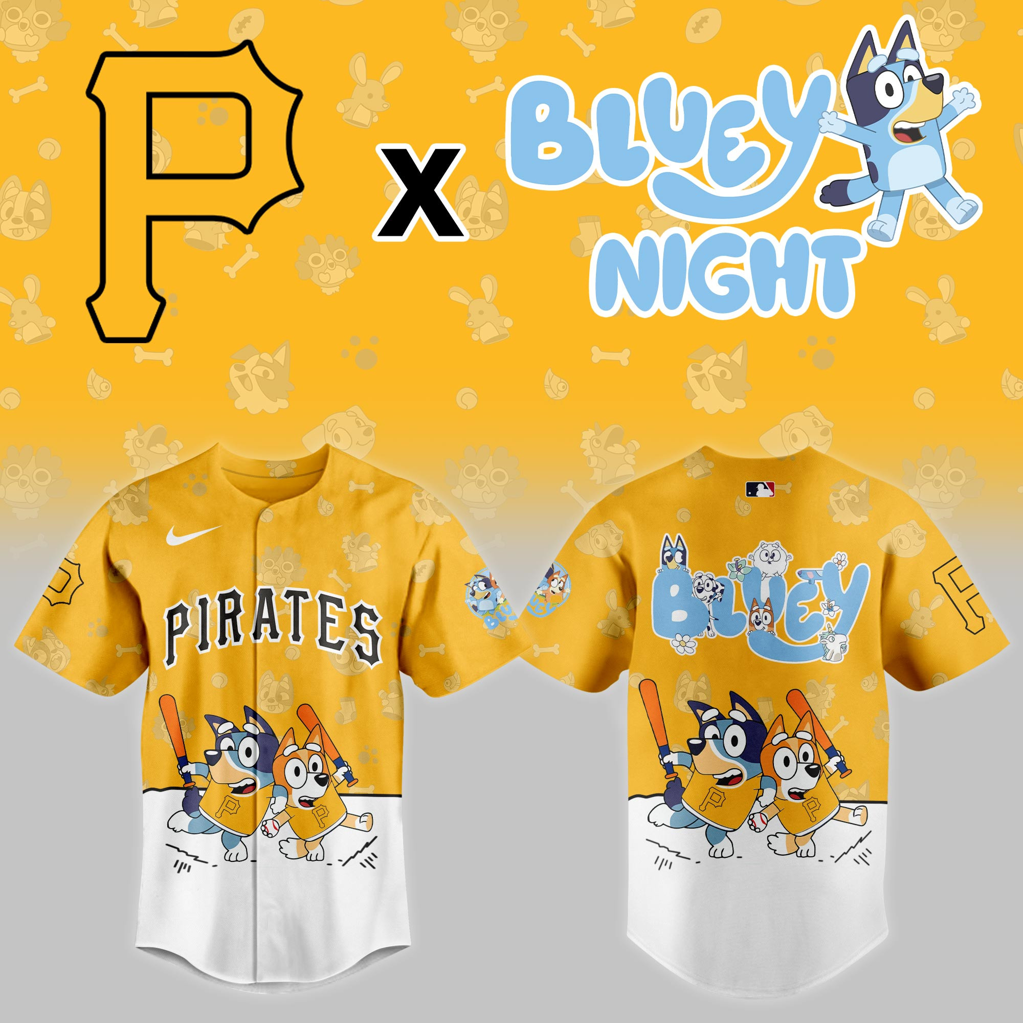 Pittsburgh Pirates Mlb X Bluey Night Baseball Jersey For Fan